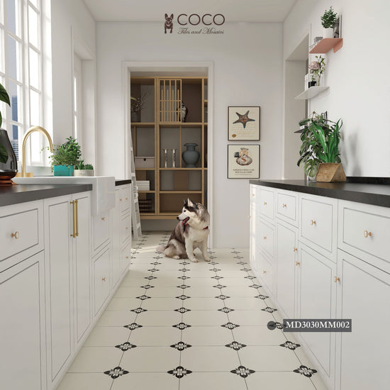 Black Lace Matte Porcelain Tile with P4 Slip Rating for Slip Resistant Kitchen Flooring