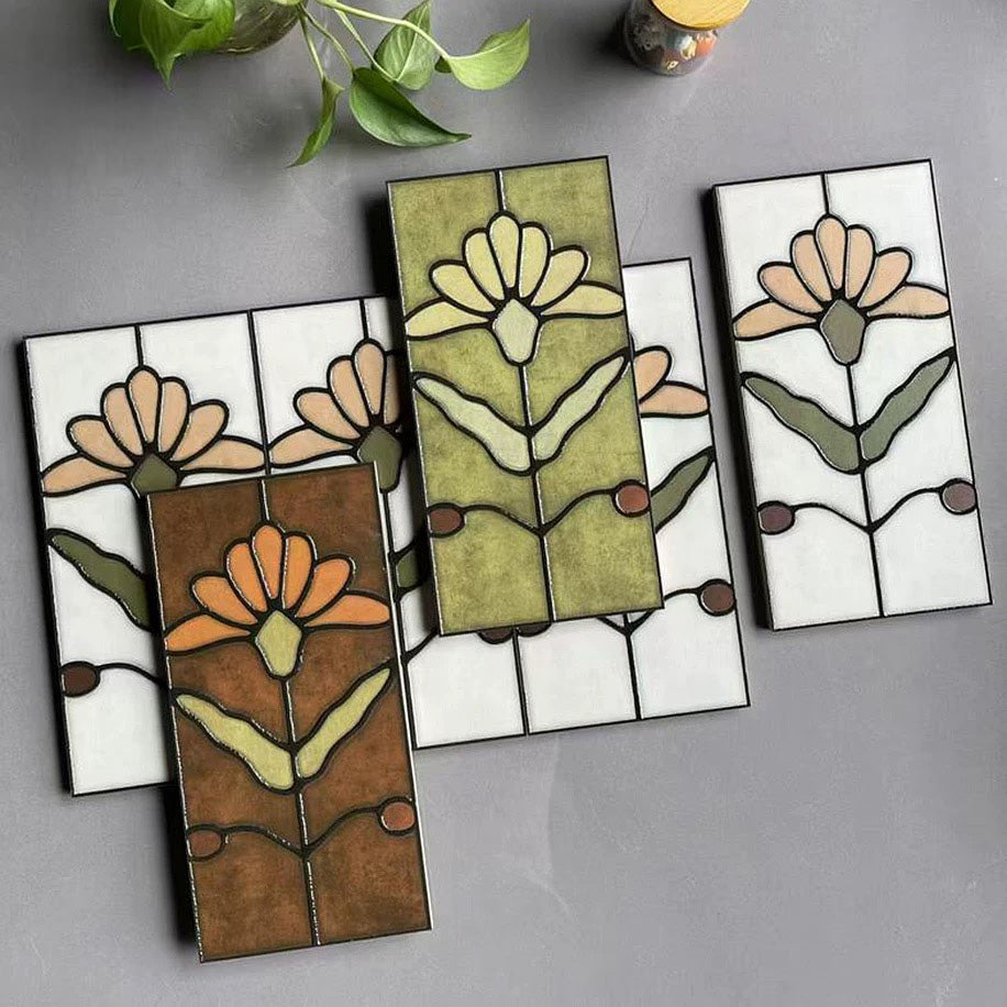 Art Nouveau Series - Poetic Form Amber Satin 150x300mm Ceramic Tile