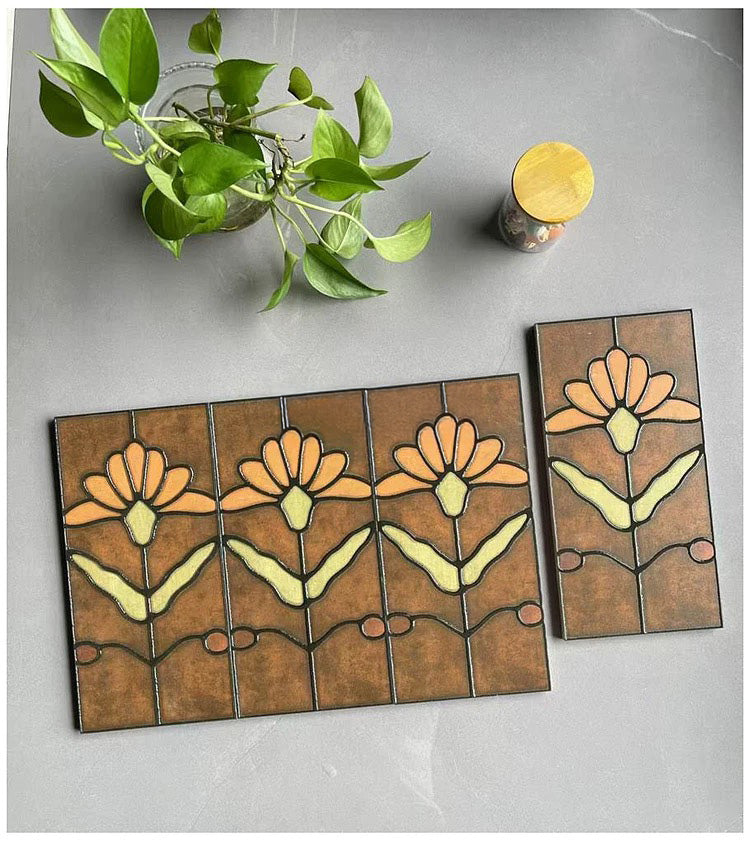 Art Nouveau Series - Poetic Form Amber Satin 150x300mm Ceramic Tile