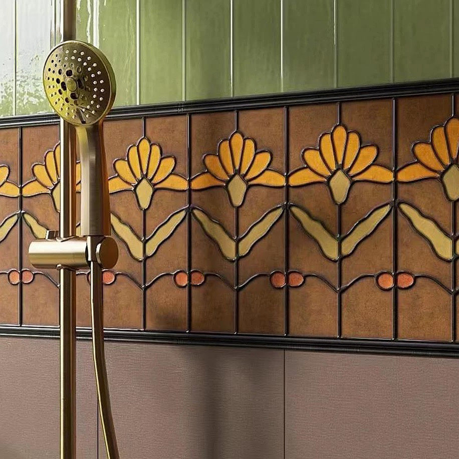 Art Nouveau Series - Poetic Form Amber Satin 150x300mm Ceramic Tile