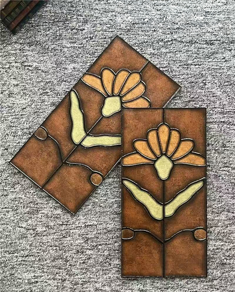 Art Nouveau Series - Poetic Form Amber Satin 150x300mm Ceramic Tile