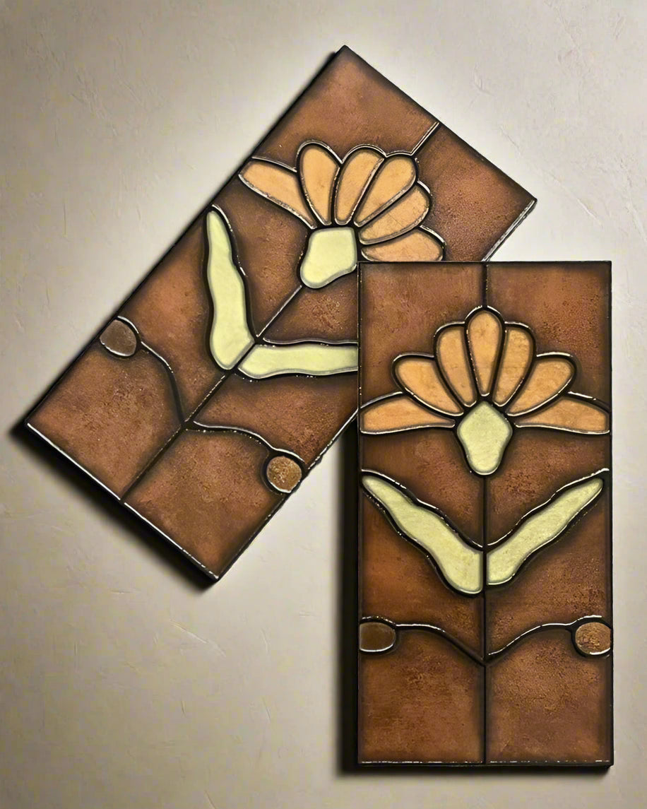 Art Nouveau Series - Poetic Form Amber Satin 150x300mm Ceramic Tile