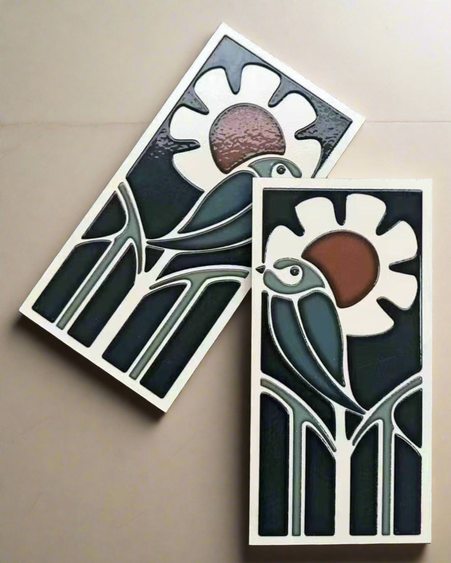 Art Nouveau Series - Lovebirds at Dusk Satin 150x300mm Ceramic Tile