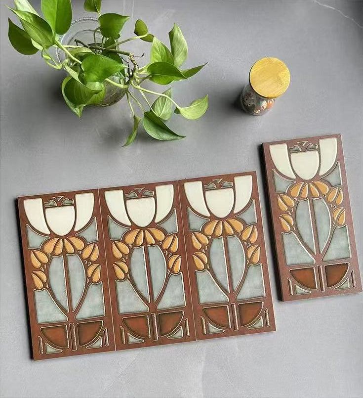 Art Nouveau Series - Twilight Tulip Satin 150x300mm Ceramic Tile