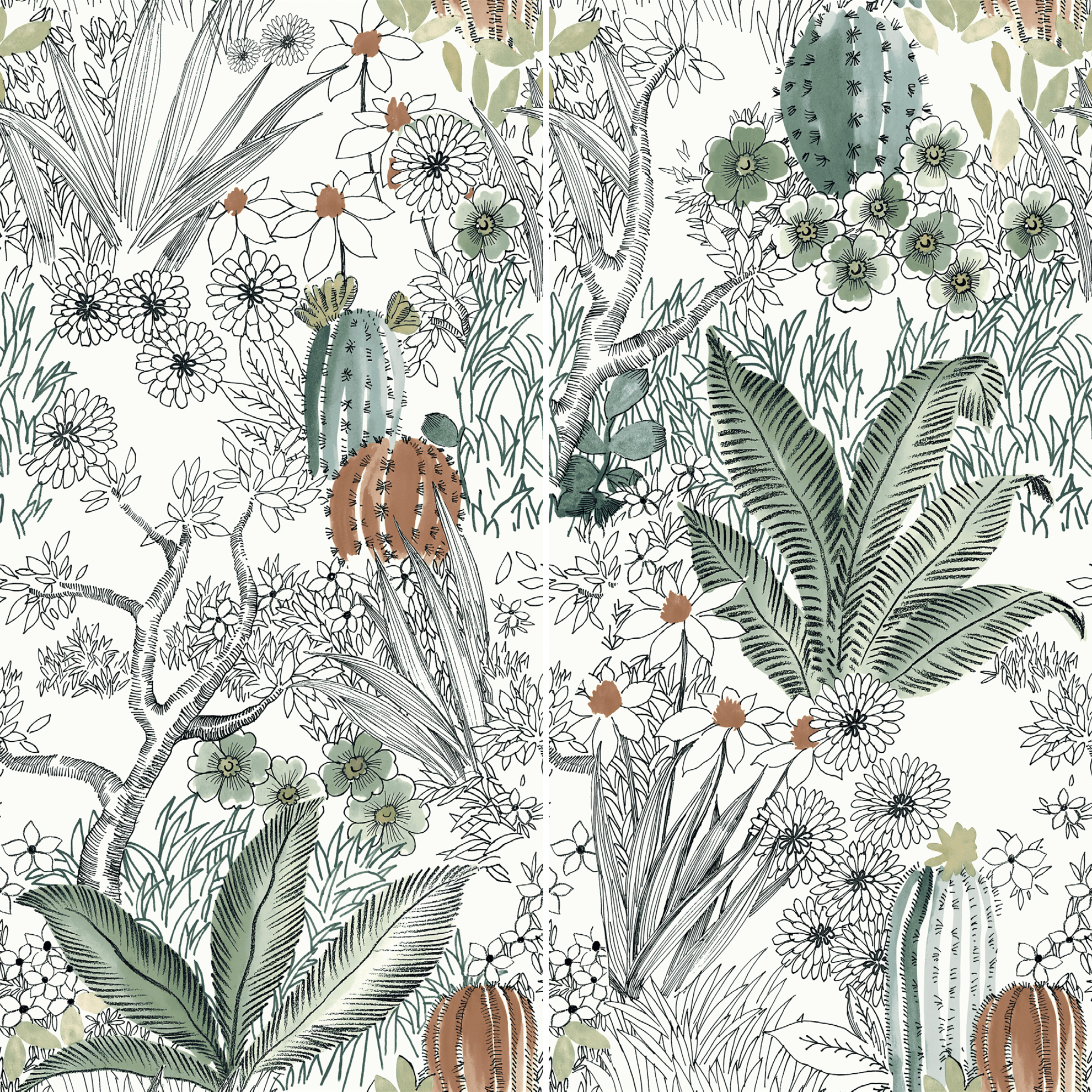 Bloom Series - Flora and Fauna Cactus Flower Satin 400x800mm Ceramic Tile