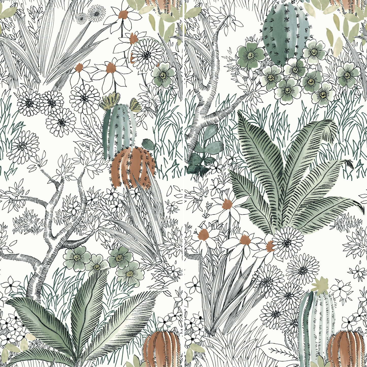 Bloom Series - Flora and Fauna Cactus Flower Satin 400x800mm Ceramic Tile