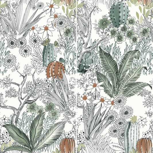 Bloom Series - Flora and Fauna Cactus Flower Satin 400x800mm Ceramic Tile