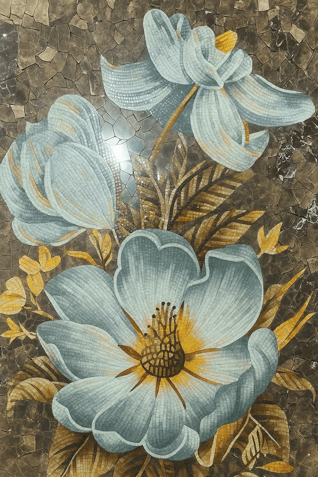 Frozen in Time Stone Mosaic Glass Mosaic Art