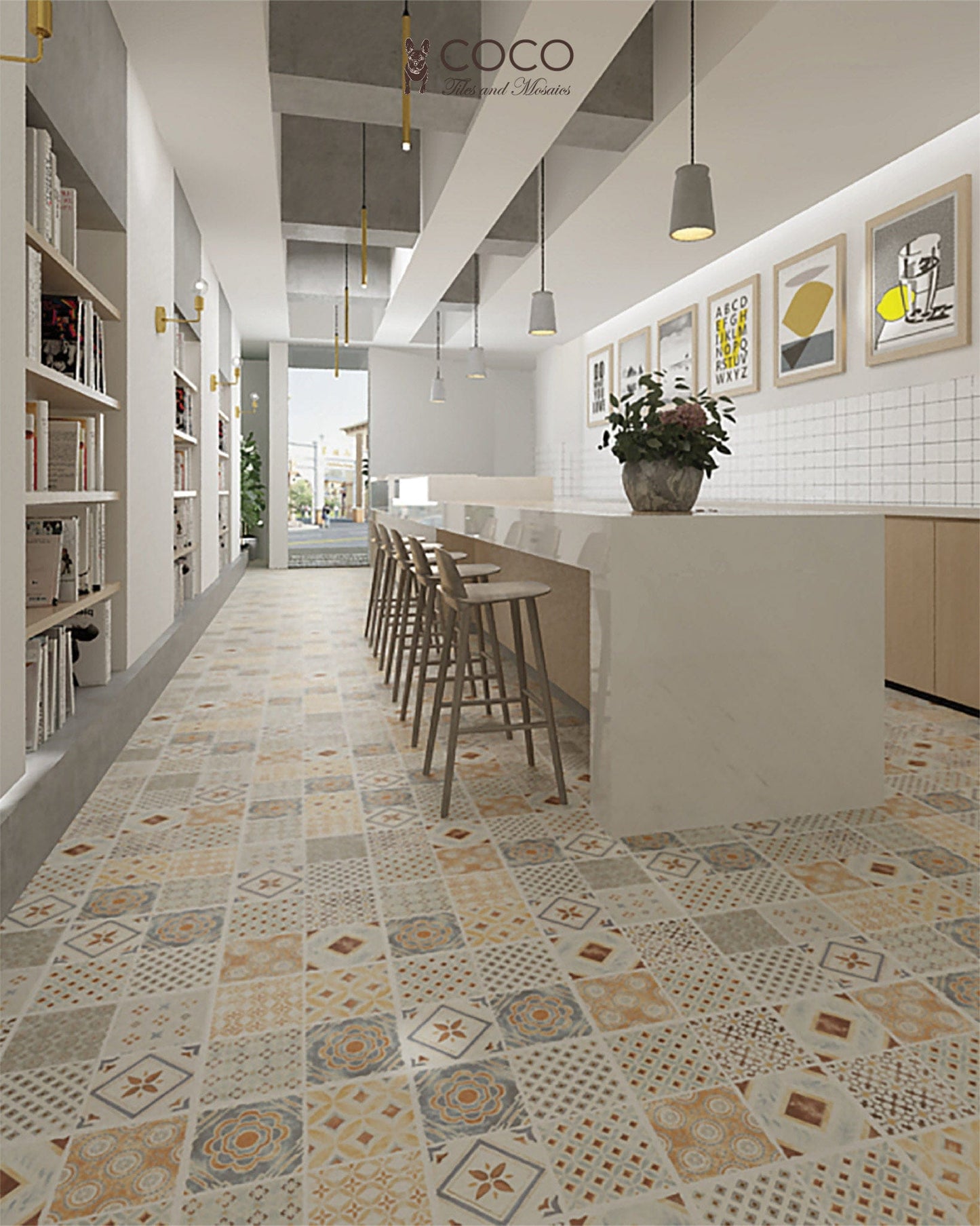 Geometry Bohemian Series - Magic Symbols Heartland Satin 300x300mm Ceramic Tile