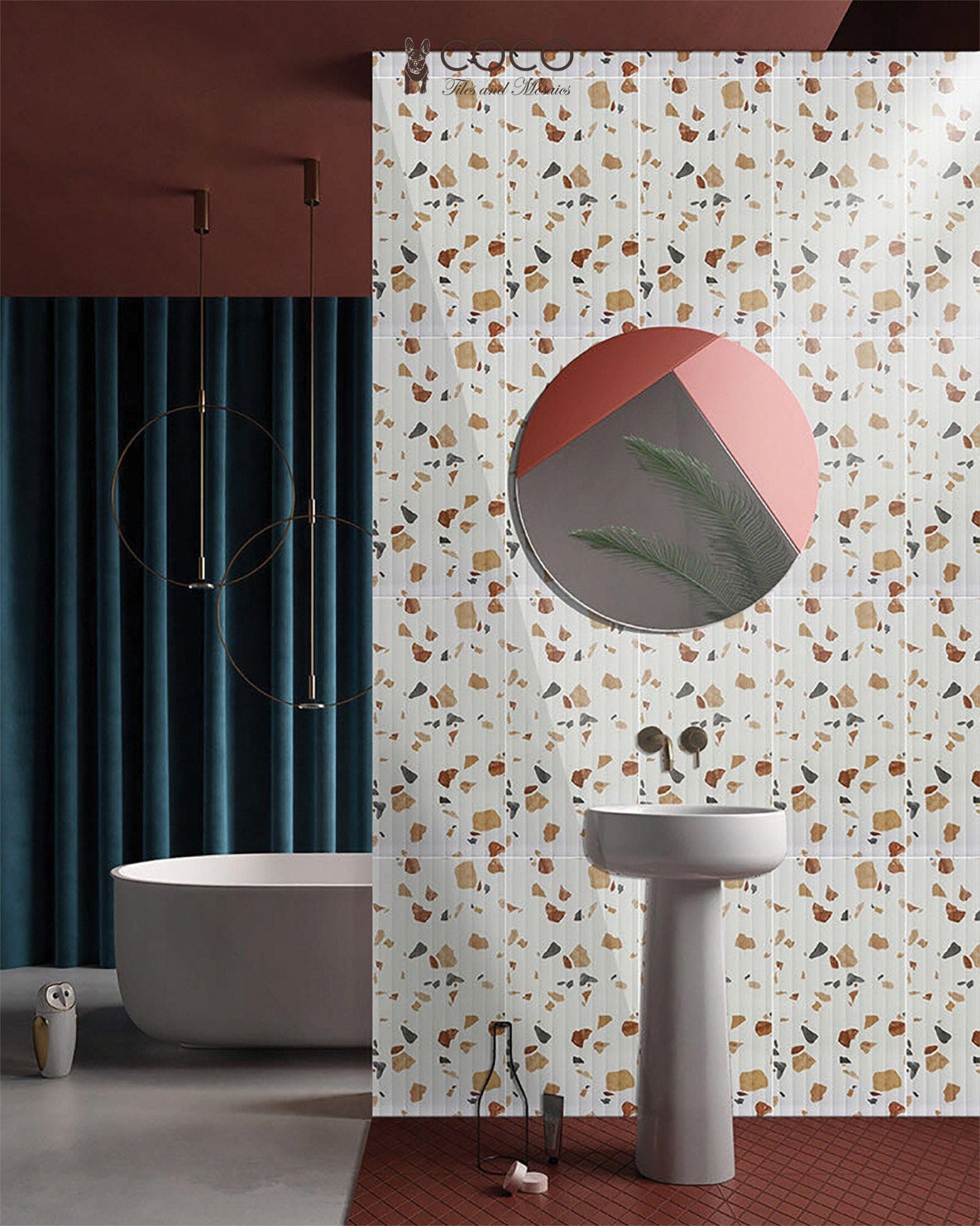 Recreated Terrazzo Series - Blonde Wood Satin 300x600mm 3D Wavy Textured Ceramic Tile