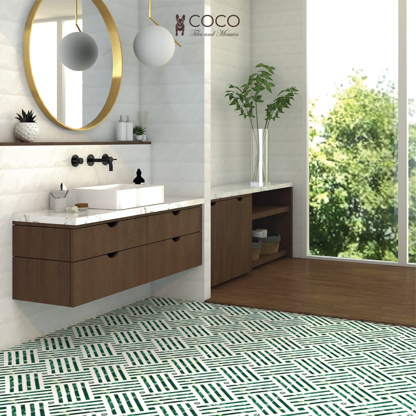 Green Magic Series - Green Stripe Jade Satin 300x300mm Ceramic Tile