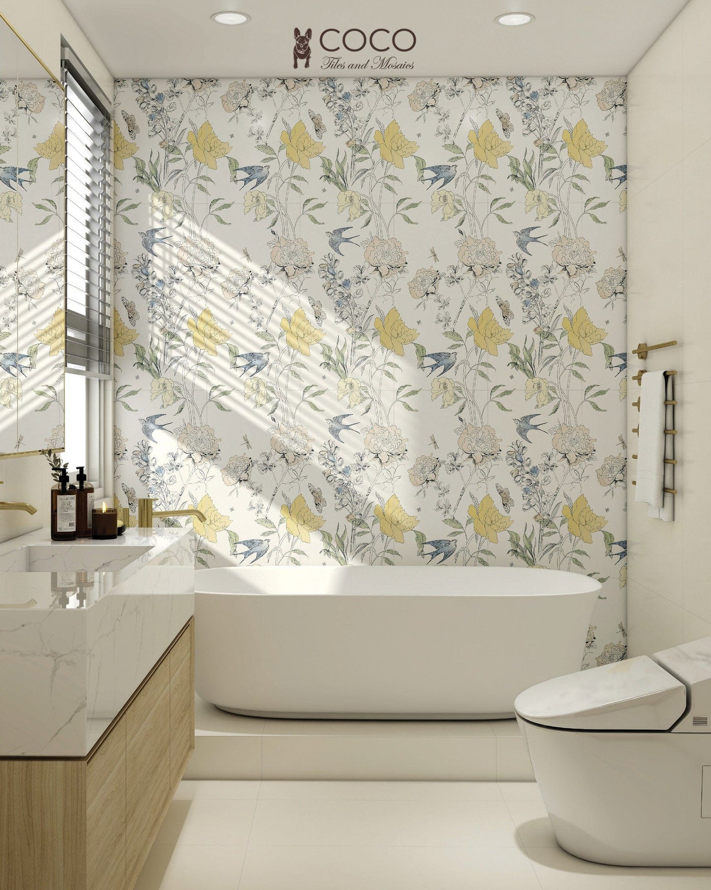Bloom Series - Flora and Fauna Summer Flower Field Satin 400x800mm Ceramic Tile