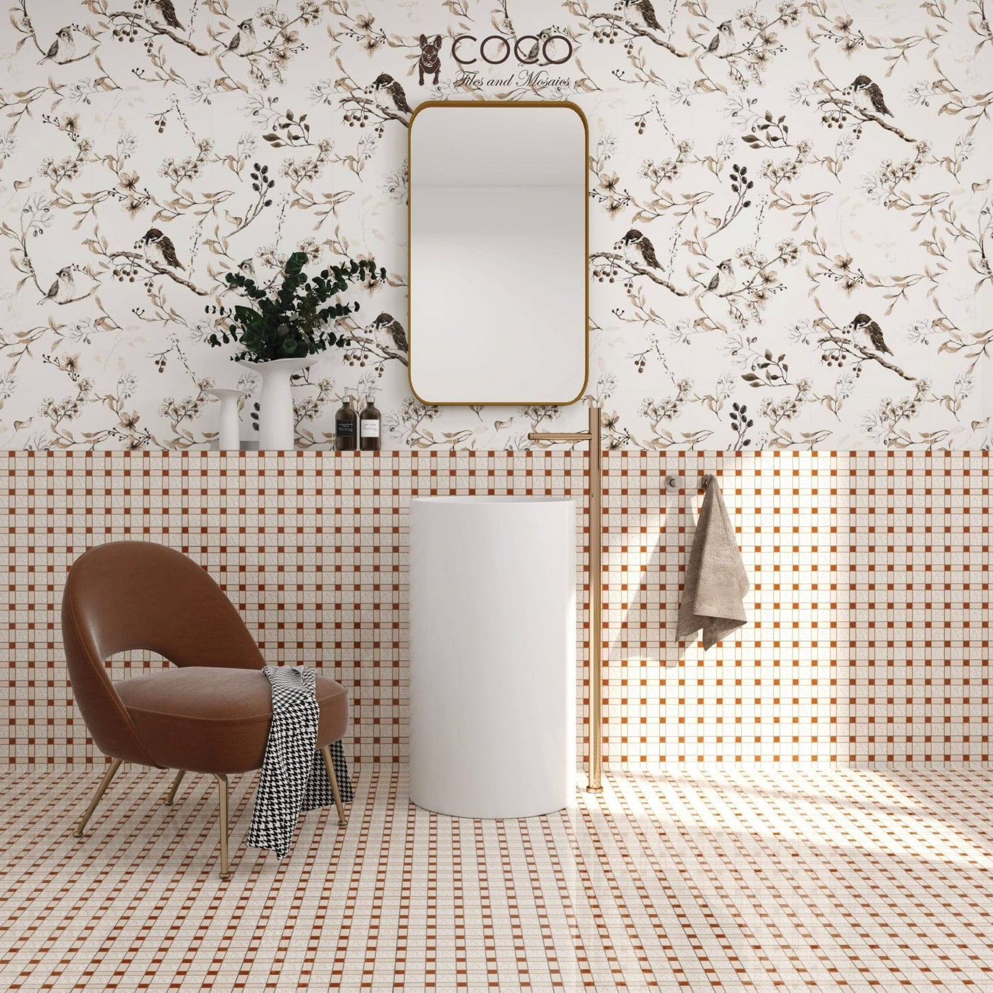 Bloom Series - Flora and Fauna Goldfinches Satin 400x800mm Ceramic Tile