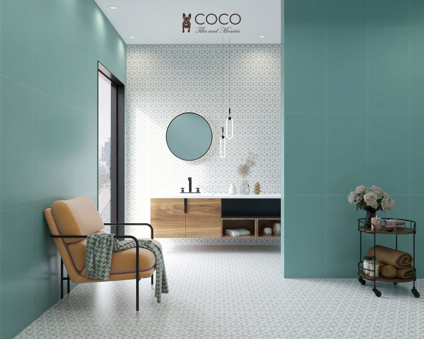 Coastal Colour Palette Series - Earth Tones Coastal Sea Green Satin 400x800mm Ceramic Tile