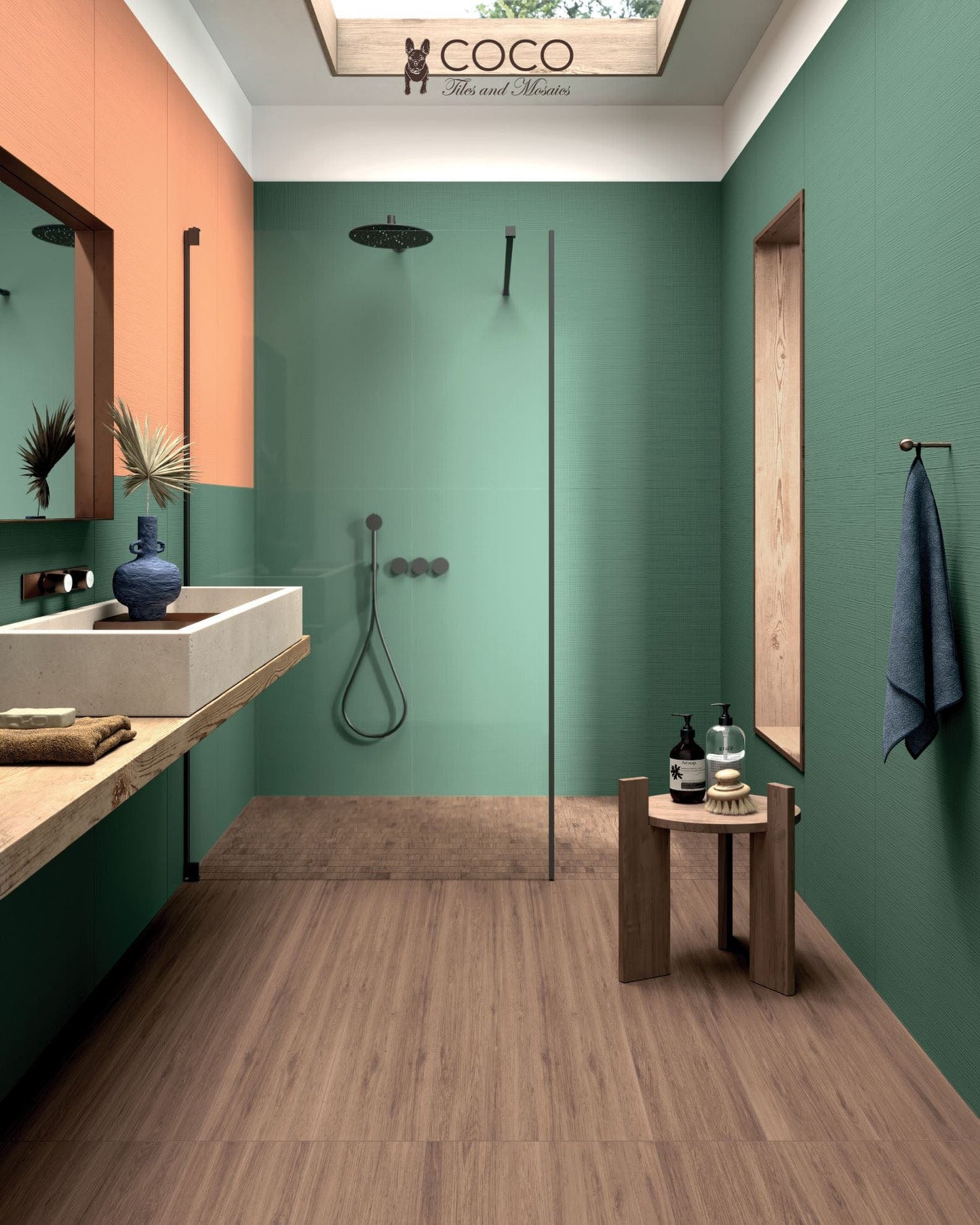 Babylon Series - Green Embossed Matte 500x1200mm Ceramic Tile