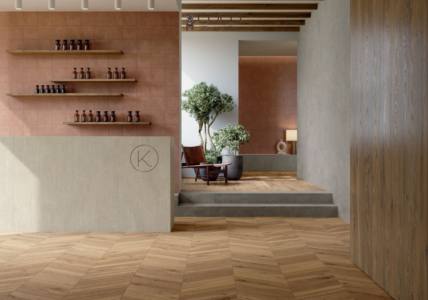 Grandeur Series - Golden Forest Glade Chevron Matte 75x450mm Porcelain Tile