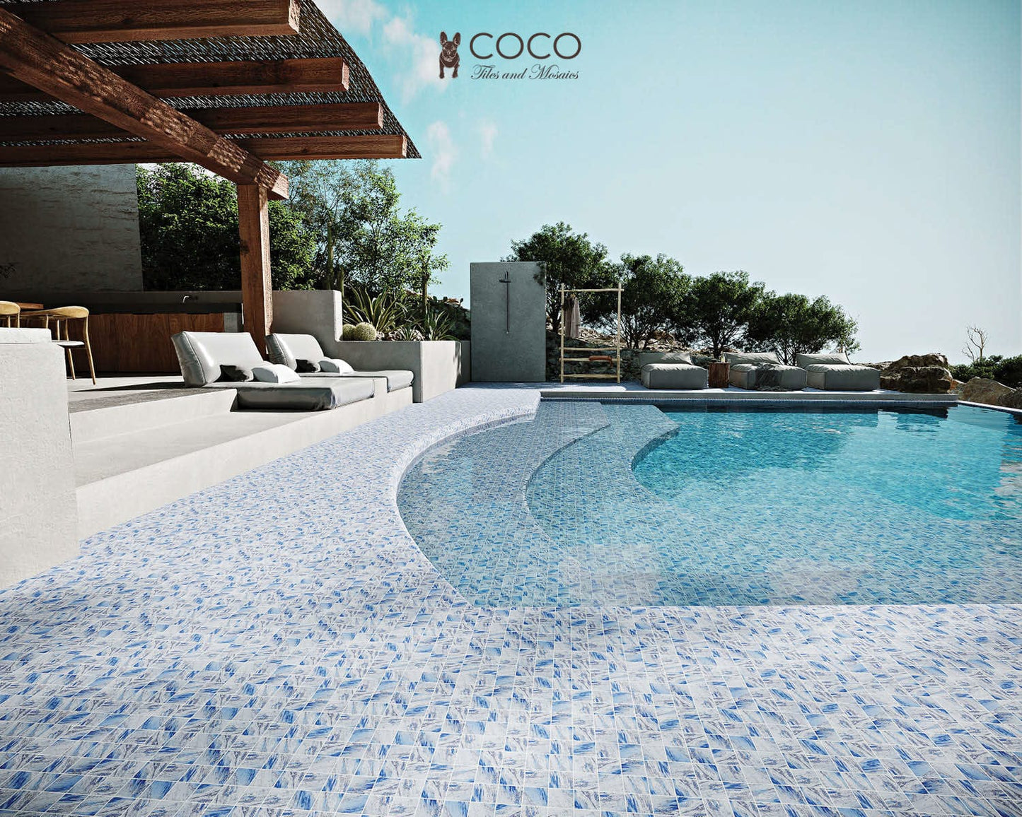 CoCo & Breezy Series - Greek Islands Matte 97x97mm Porcelain Mosaic Pool Tile