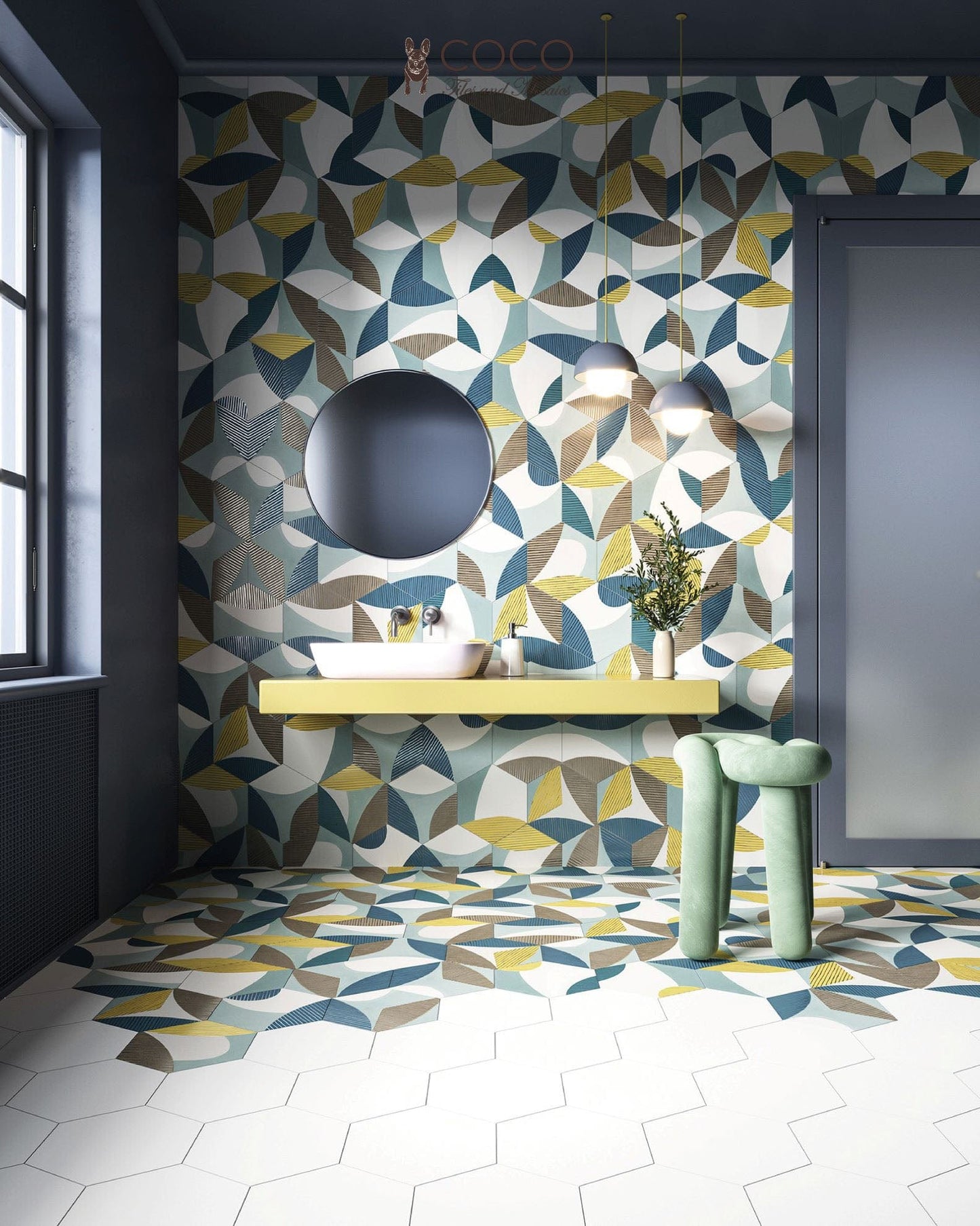 KaleidoCraft Series - Ocean Whisper Natural 250x290mm Hexagon Porcelain Tile