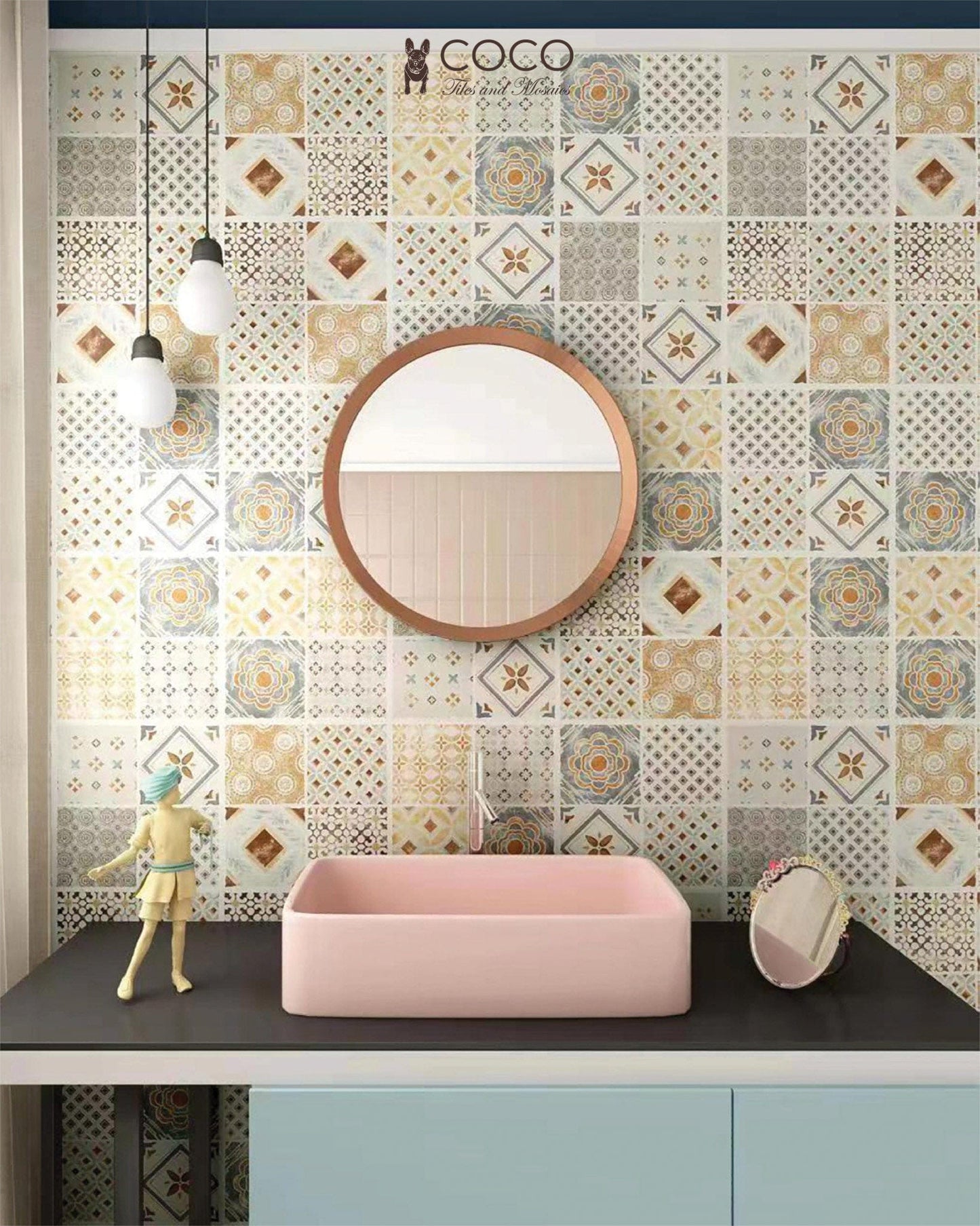 Geometry Bohemian Series - Magic Symbols Heartland Satin 300x300mm Ceramic Tile