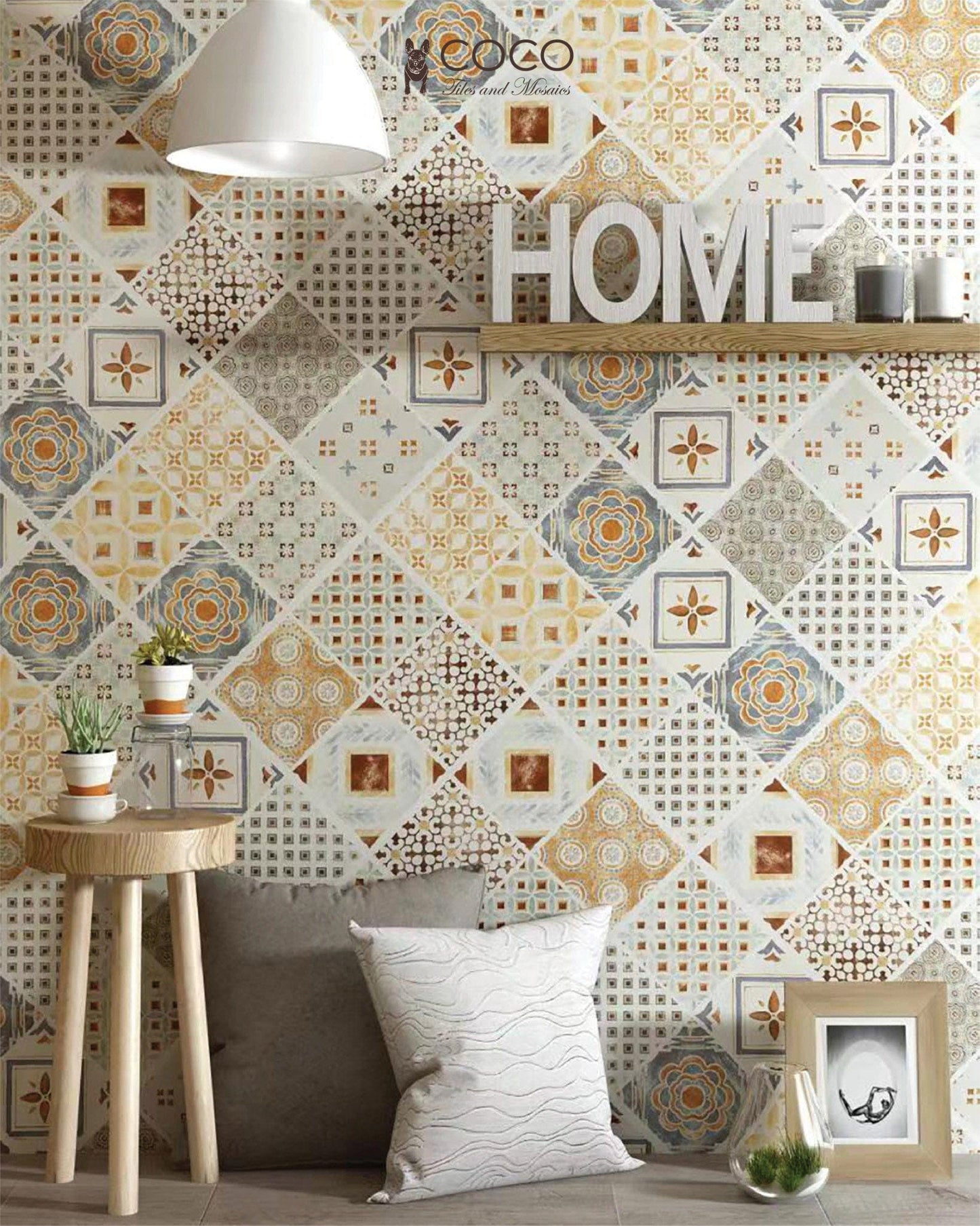 Geometry Bohemian Series - Magic Symbols Heartland Satin 300x300mm Ceramic Tile