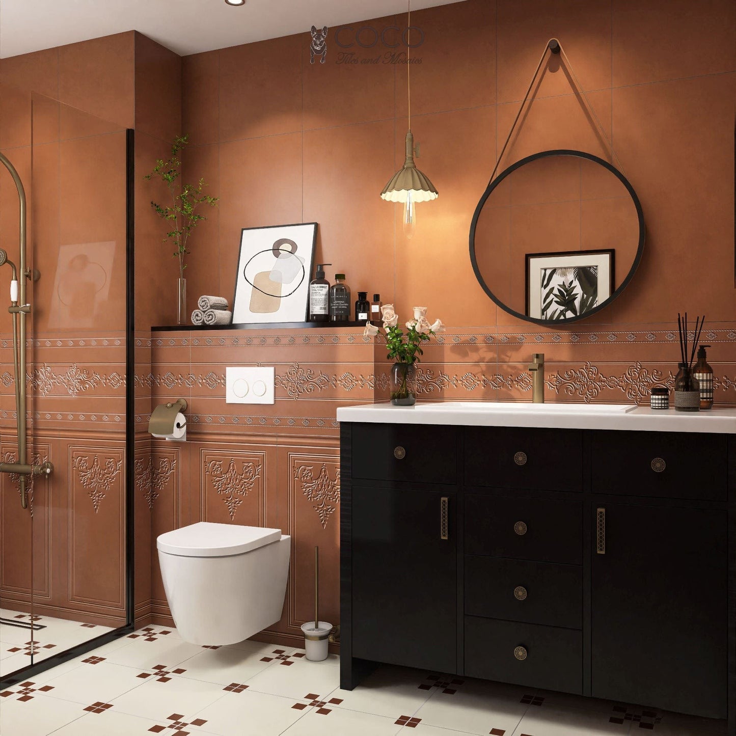 Manor Series - Elysian Etchings Autumn Bronze Satin 400x800mm Ceramic Tile