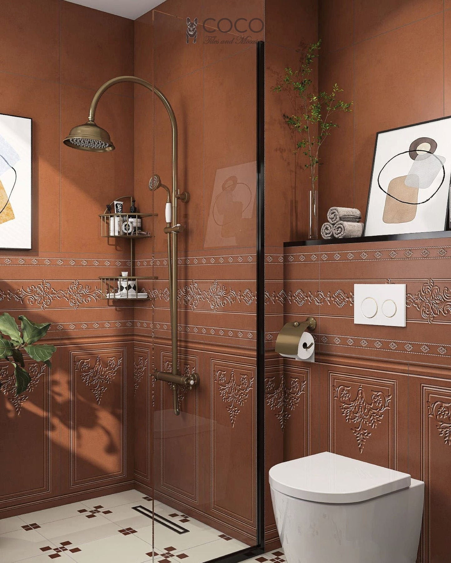 Manor Series - Elysian Etchings Autumn Bronze Satin 400x800mm Ceramic Tile