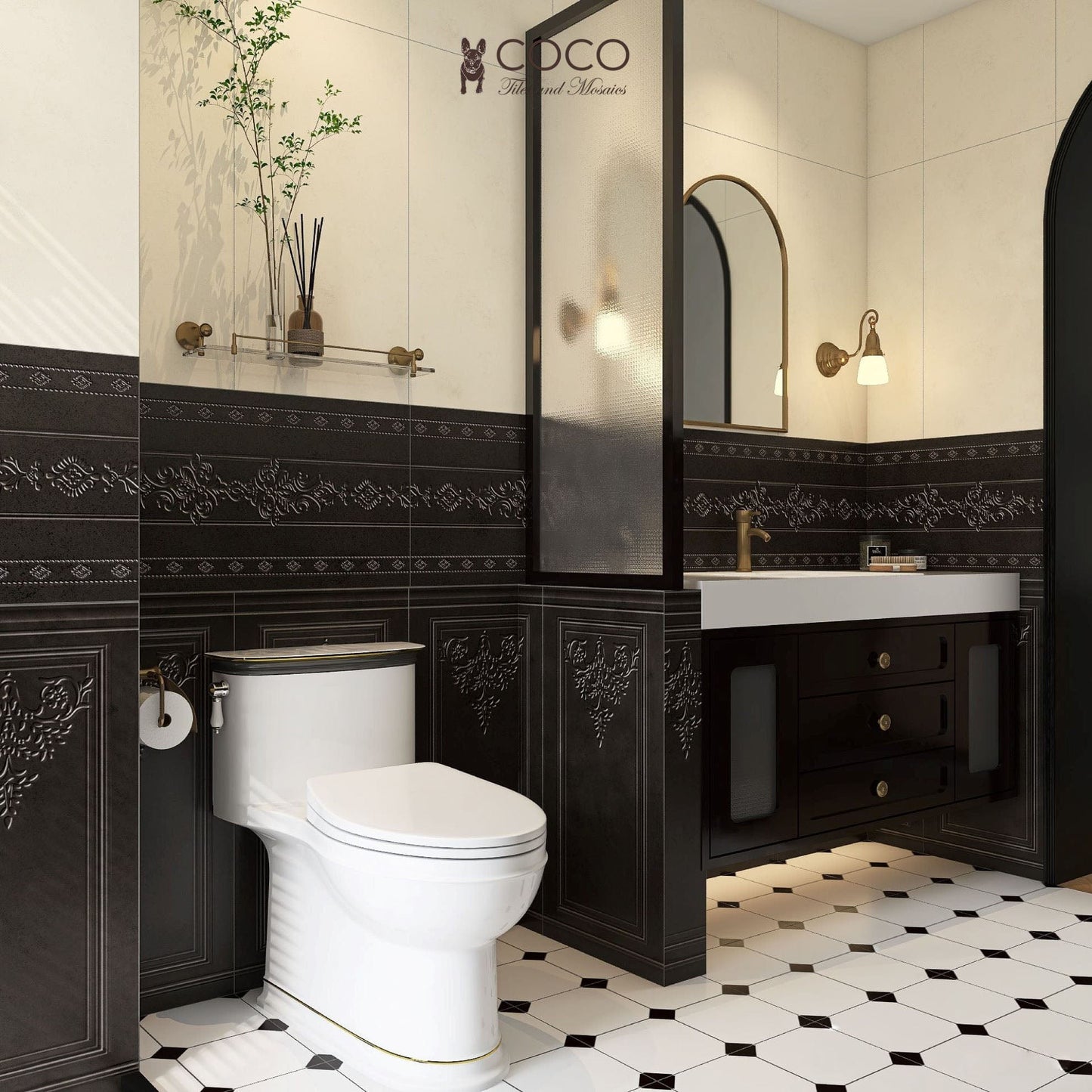 Metro Mod Series - Noir Quad Satin 400x400mm Porcelain Tile