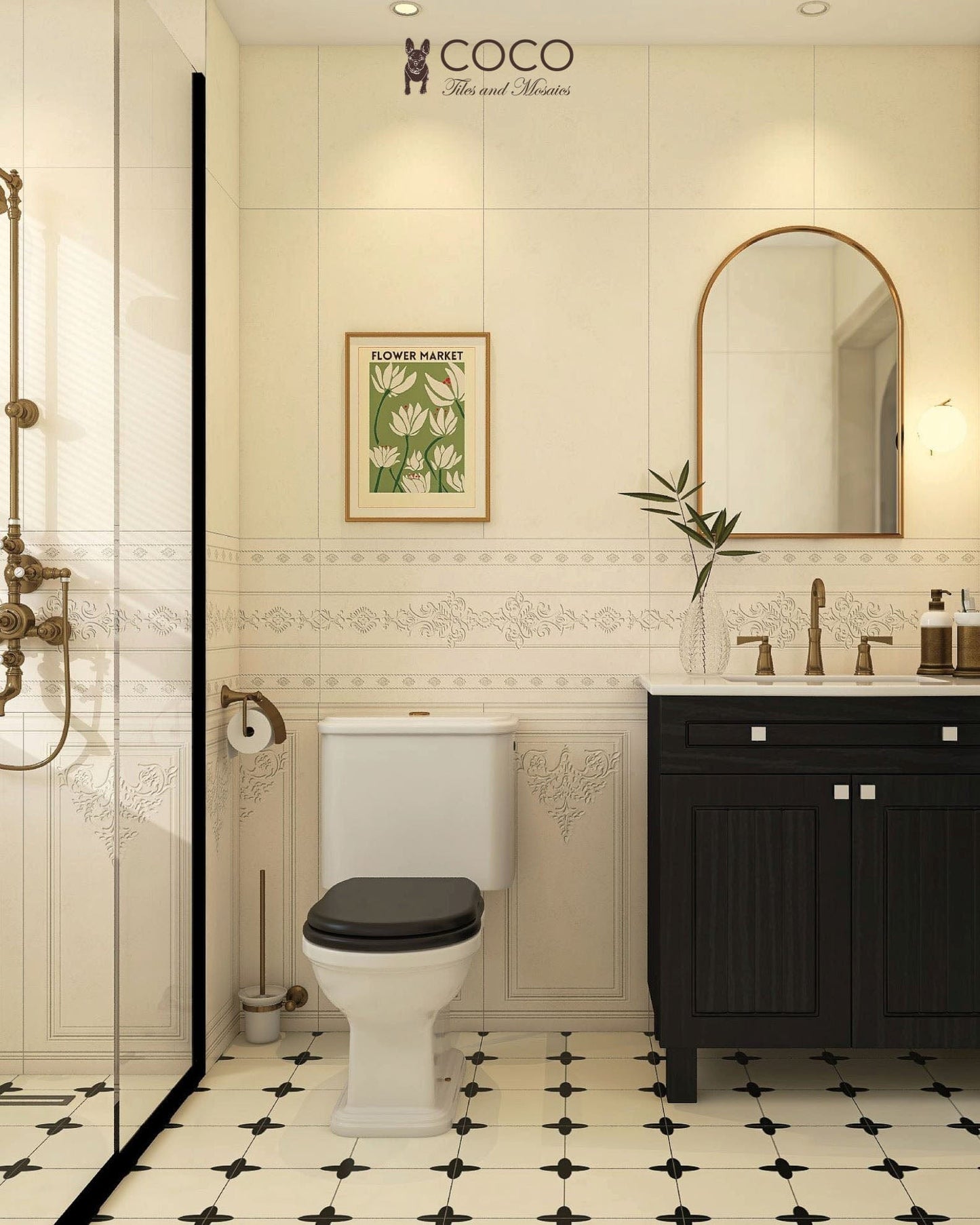 Manor Series - Baroque Blossom Misty Dawn Satin 400x800mm Ceramic Tile