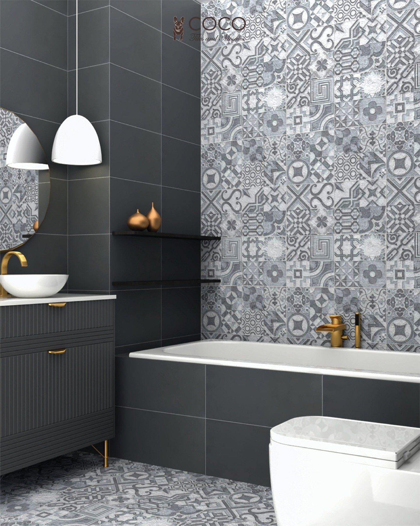 Artist's Palette Series - Space Grey Satin 300x600mm Ceramic Tile