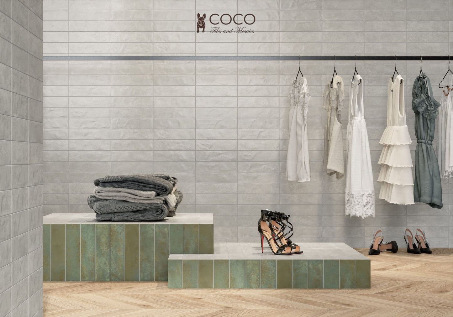 Grandeur Series - Golden Forest Glade Chevron Matte 75x450mm Porcelain Tile
