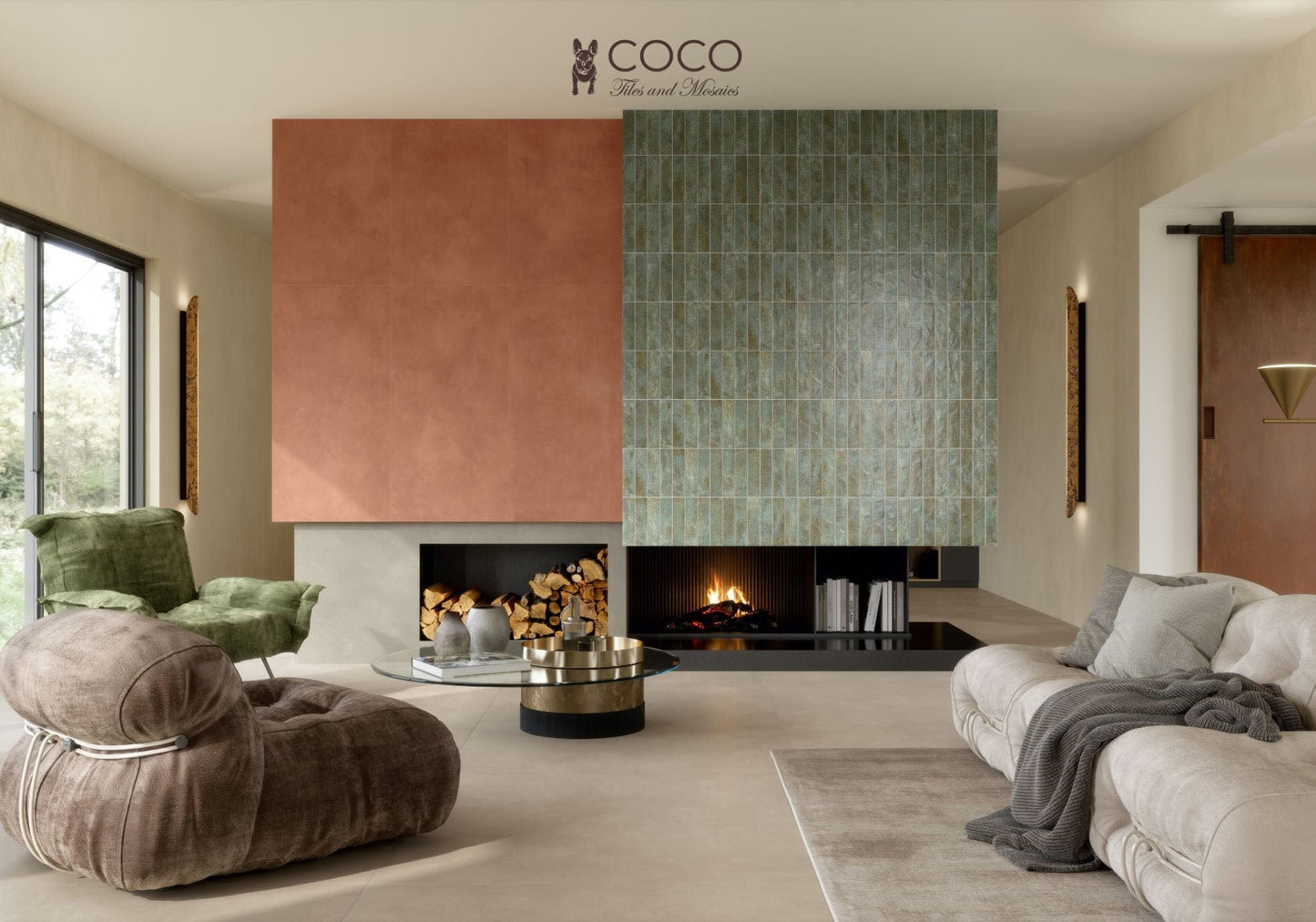 Fire & Earth Series - Emerald Patina Matte 60x240mm Porcelain Tile