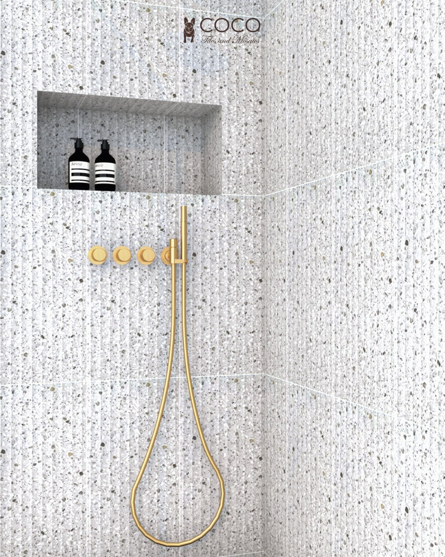 Recreated Terrazzo Series - Platinum Satin 300x600mm 3D Wavy Textured Ceramic Tile