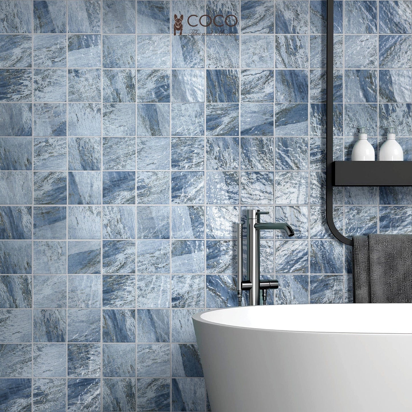 CoCo & Breezy Series - Greek Islands Gloss 97x97mm Porcelain Mosaic Pool Tile