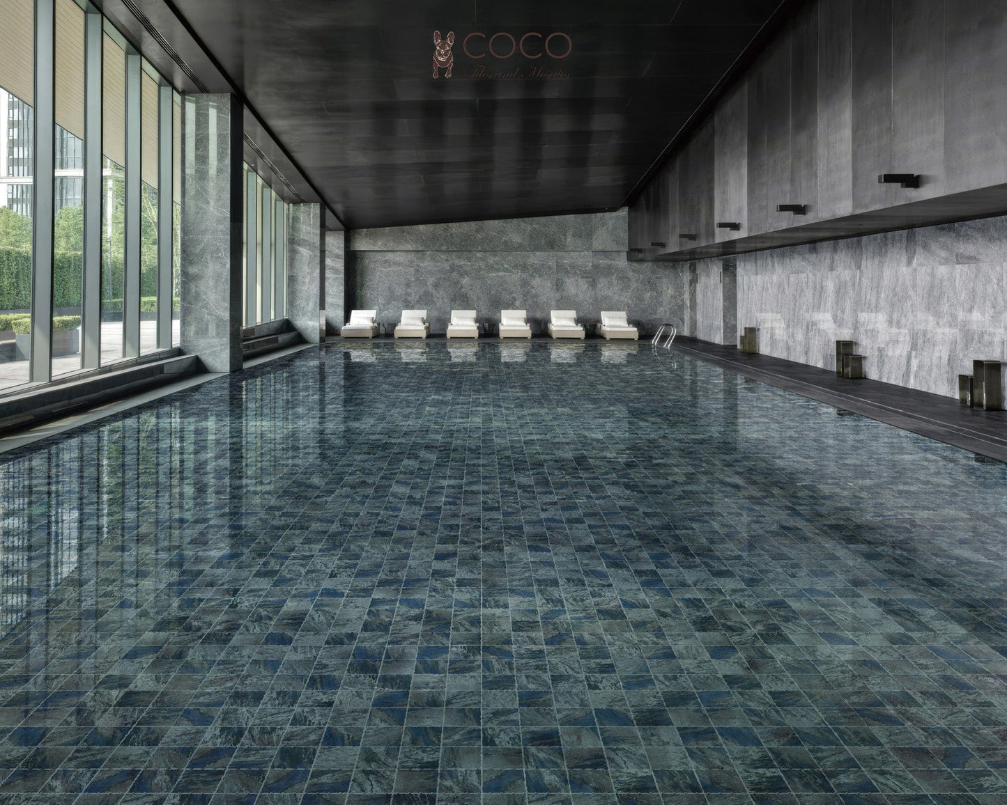 CoCo & Breezy Series - Breaking Waves Gloss 97x97mm Porcelain Mosaic Pool Tile
