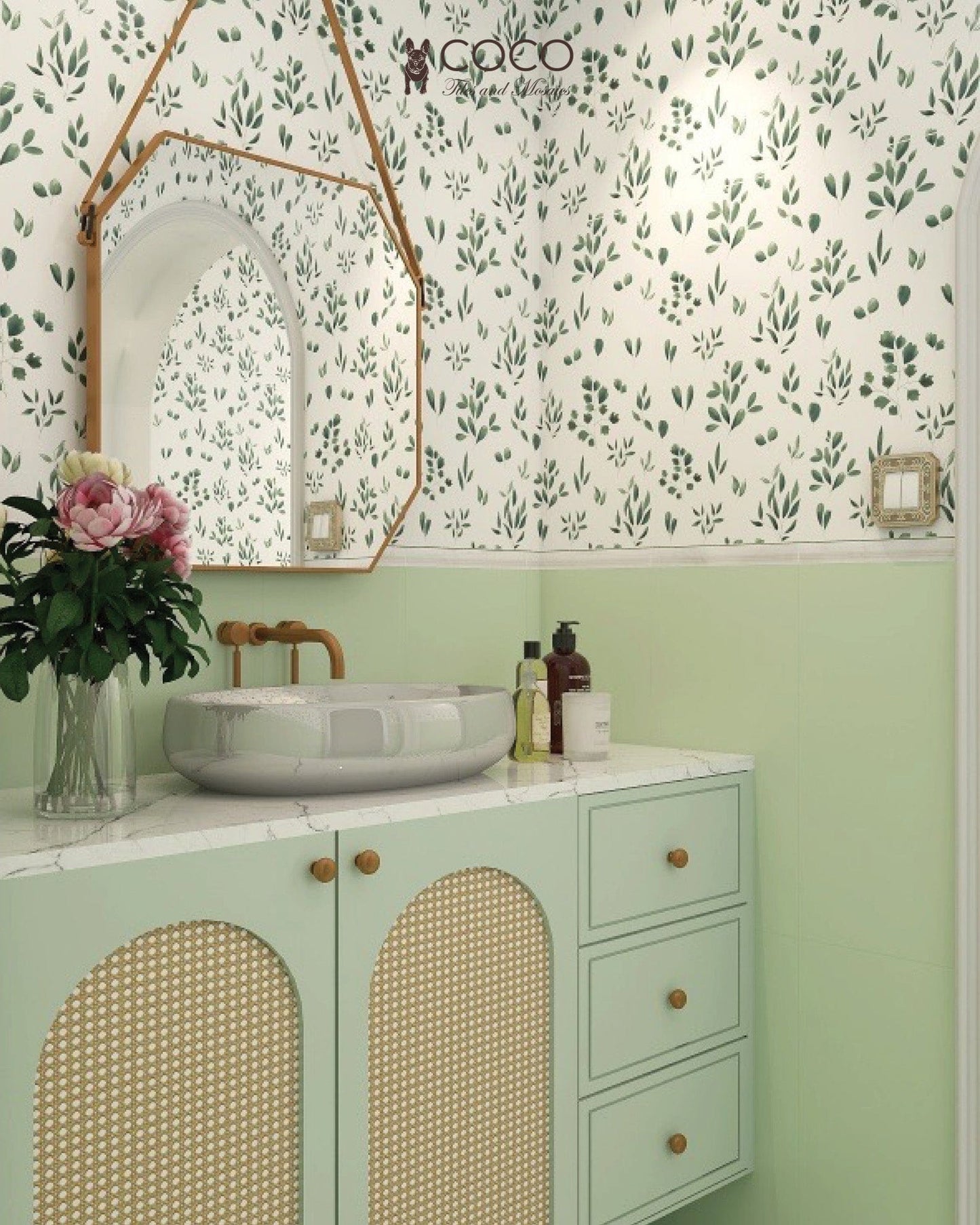 Bloom Series - Flora and Fauna Leafy Parkland Satin 400x800mm Ceramic Tile