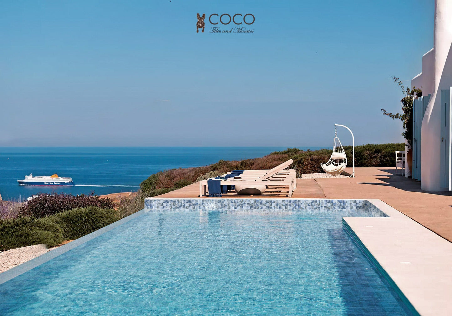 CoCo & Breezy Series - Greek Islands Gloss 97x97mm Porcelain Mosaic Pool Tile