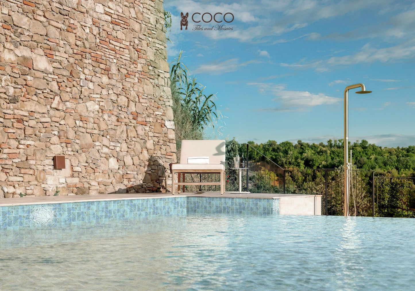 CoCo & Breezy Series - Blue Lagoon Gloss 97x97mm Porcelain Mosaic Pool Tile