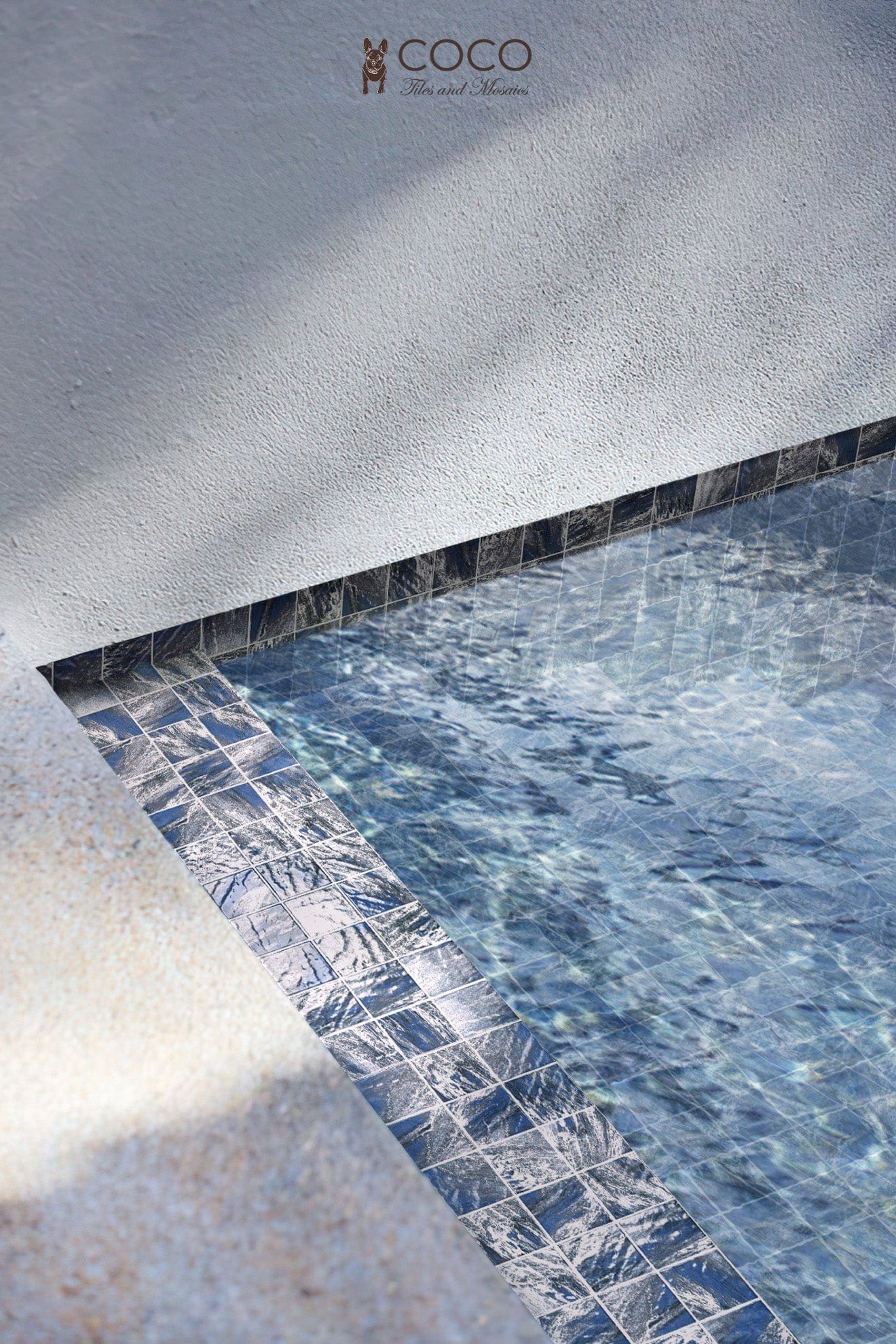 CoCo & Breezy Series - Breaking Waves Gloss 97x97mm Porcelain Mosaic Pool Tile