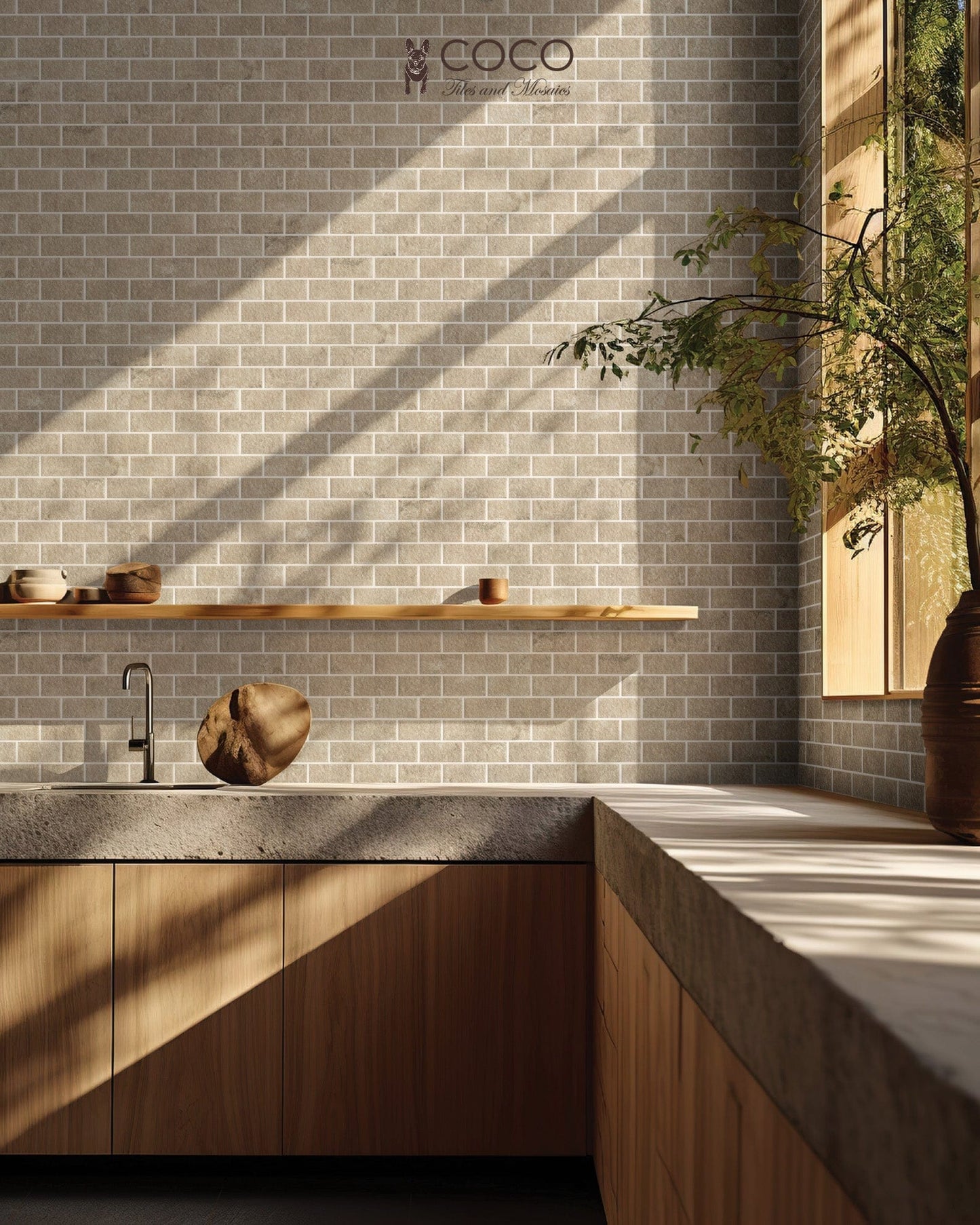 Hidden Gem Series - Beige Naturale Stretcher Bond Matte 45x95mm Mosaic Tile