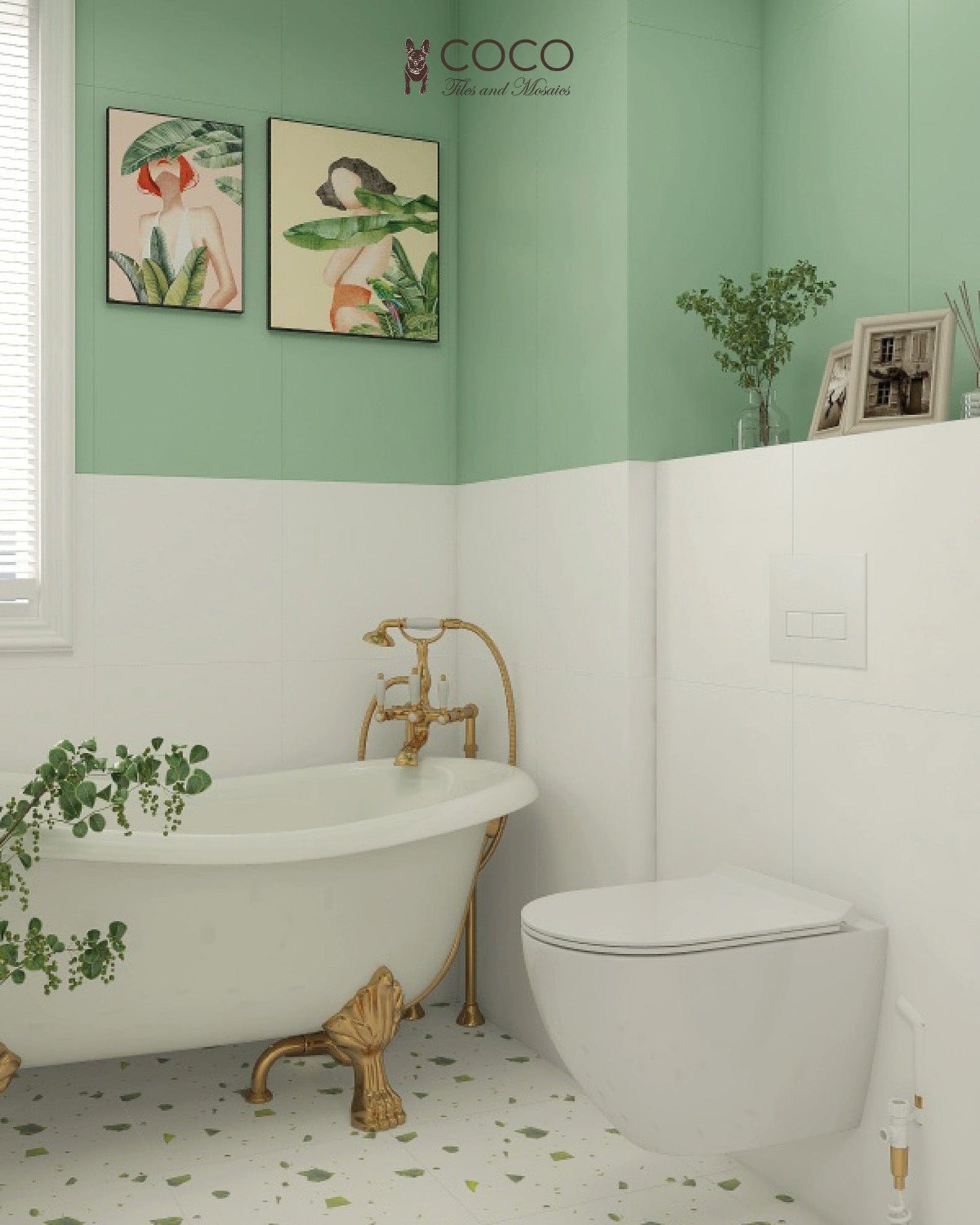 Recreated Terrazzo Series - Green Galaxy Satin 400x400mm Ceramic Tile