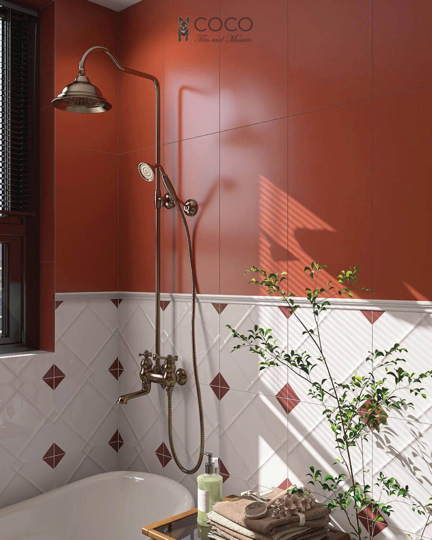 Earth Tone Colour Palette Series - Wine Red Satin 300x600mm Ceramic Tile