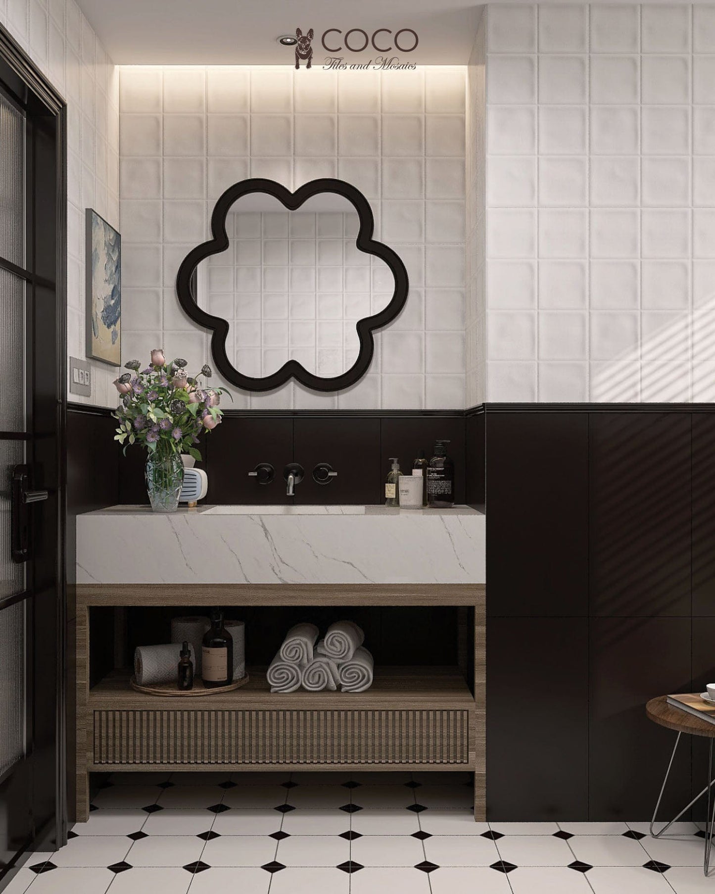 Metro Mod Series - Noir Quad Satin 400x400mm Porcelain Tile