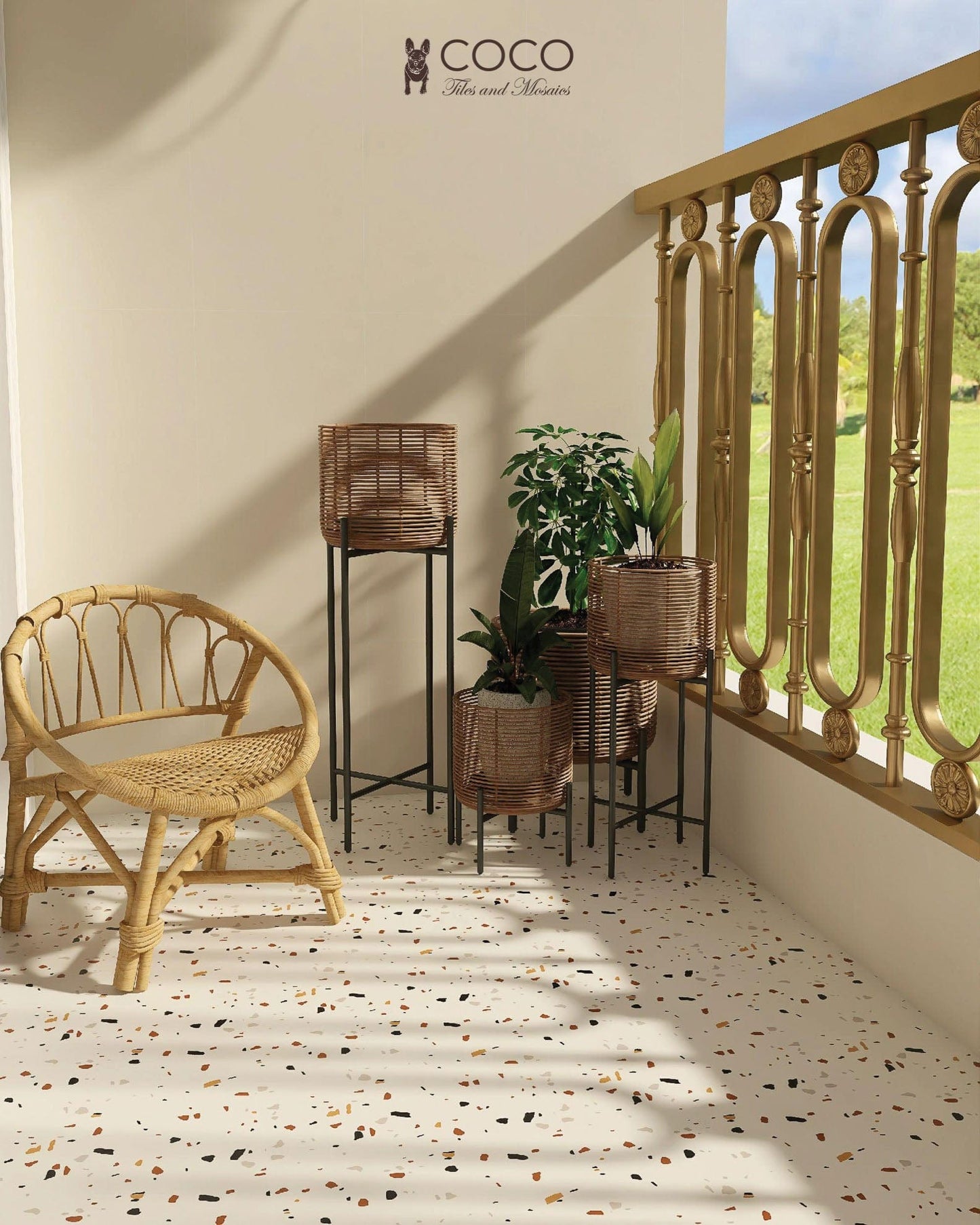 Recreated Terrazzo Series - Desert Splatter Satin 400x400mm Ceramic Tile