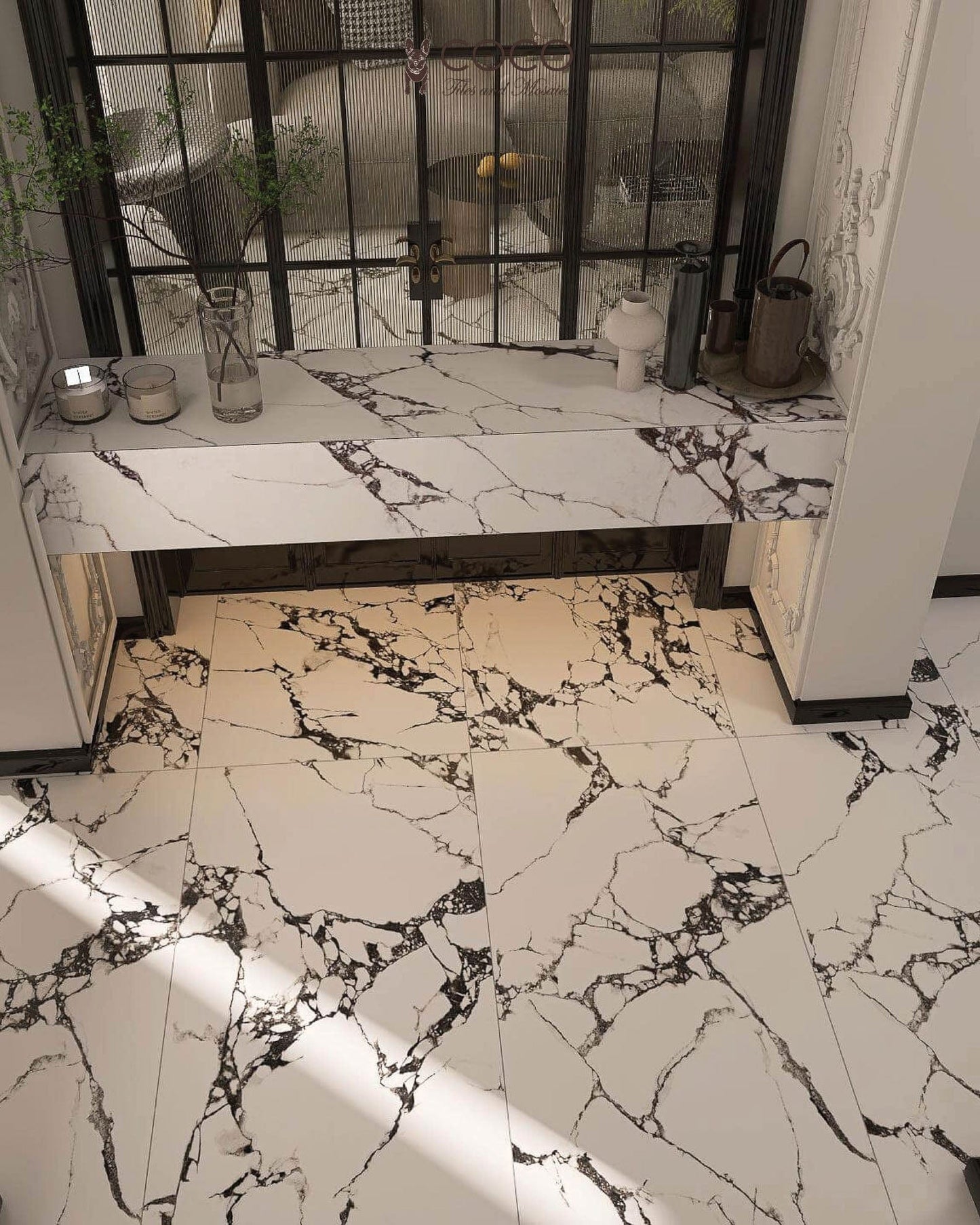 Stellar Veins Series - Obsidian Night Satin 600x1200mm Porcelain Tile