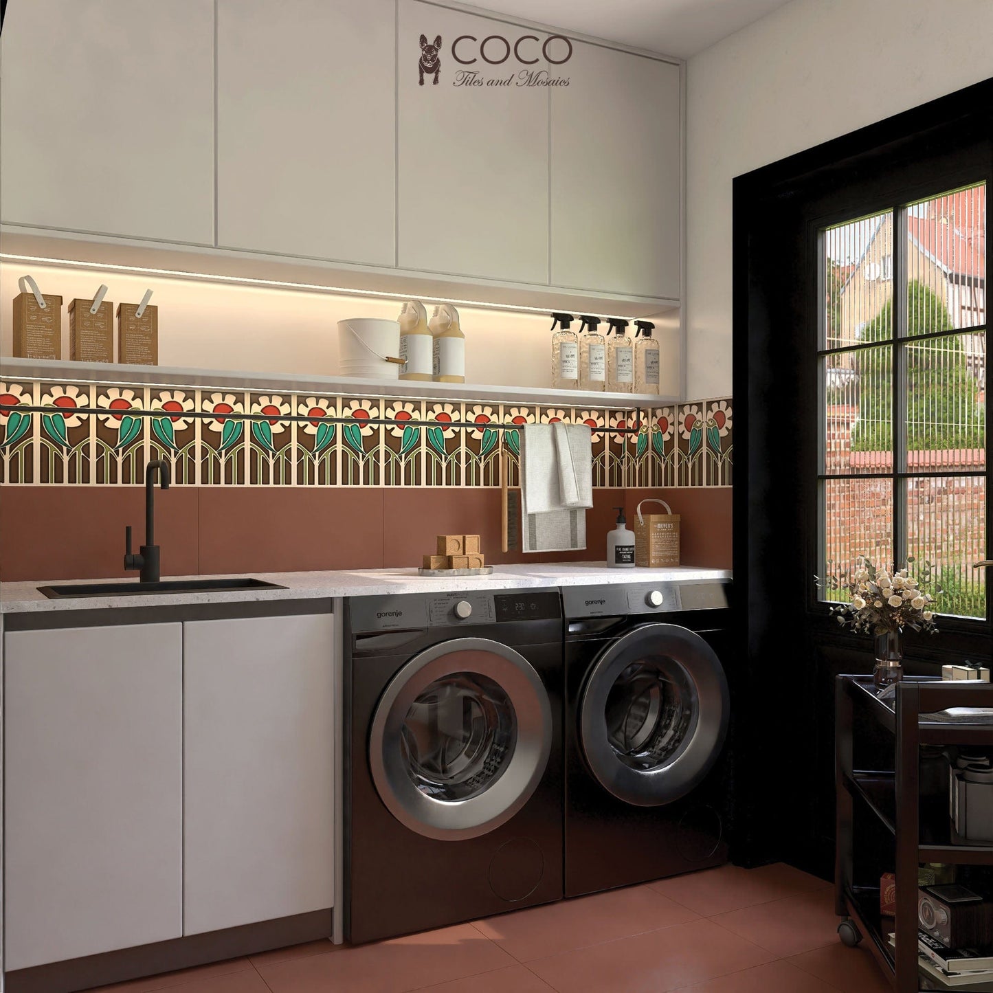 Earth Tone Colour Palette Series - Terra Cotta Clay Satin 300x600mm Ceramic Tile