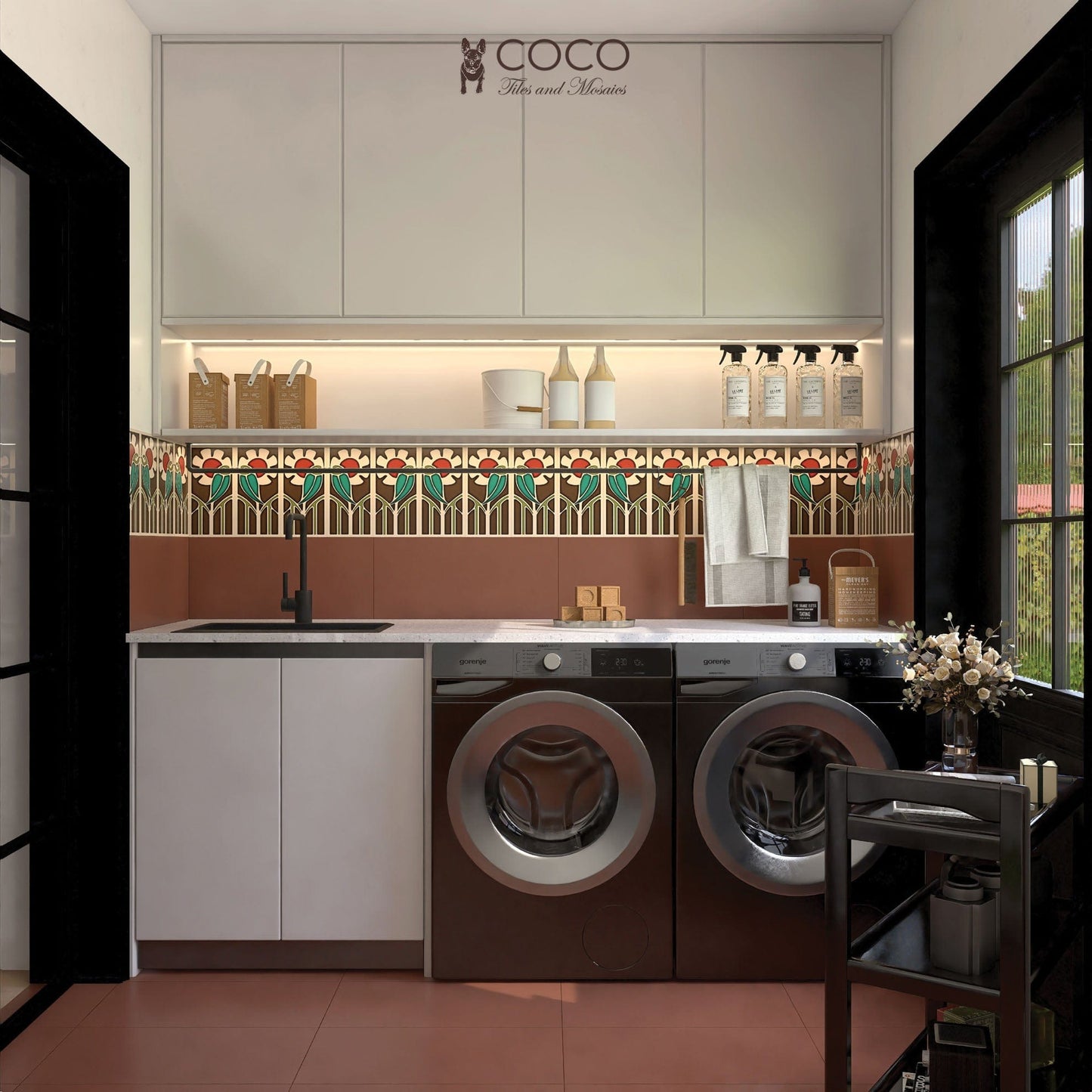 Earth Tone Colour Palette Series - Terra Cotta Clay Satin 300x600mm Ceramic Tile