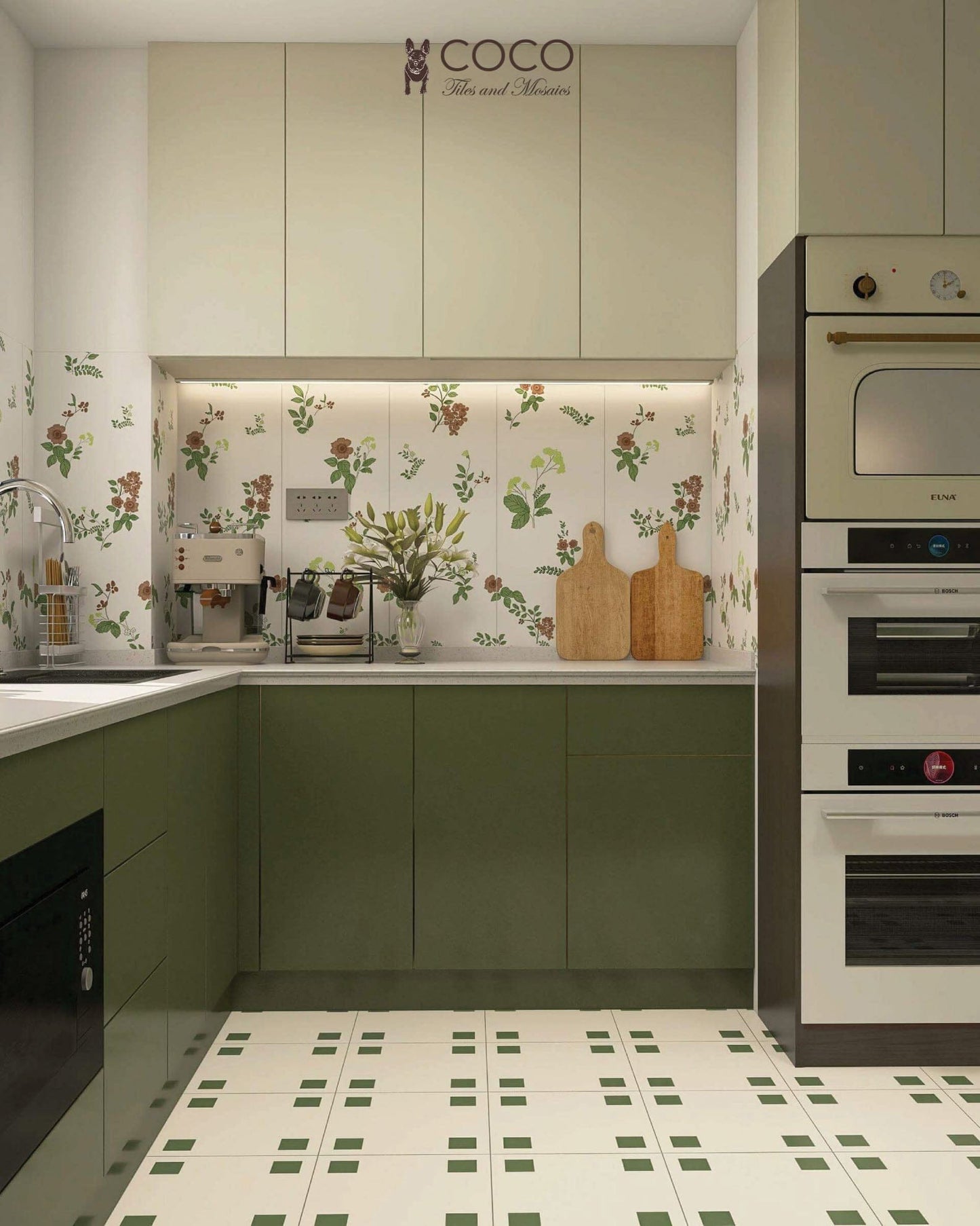 Four Corners Series - Bistro Dot Bistro Dot Olive Satin 300x300mm Porcelain Tile