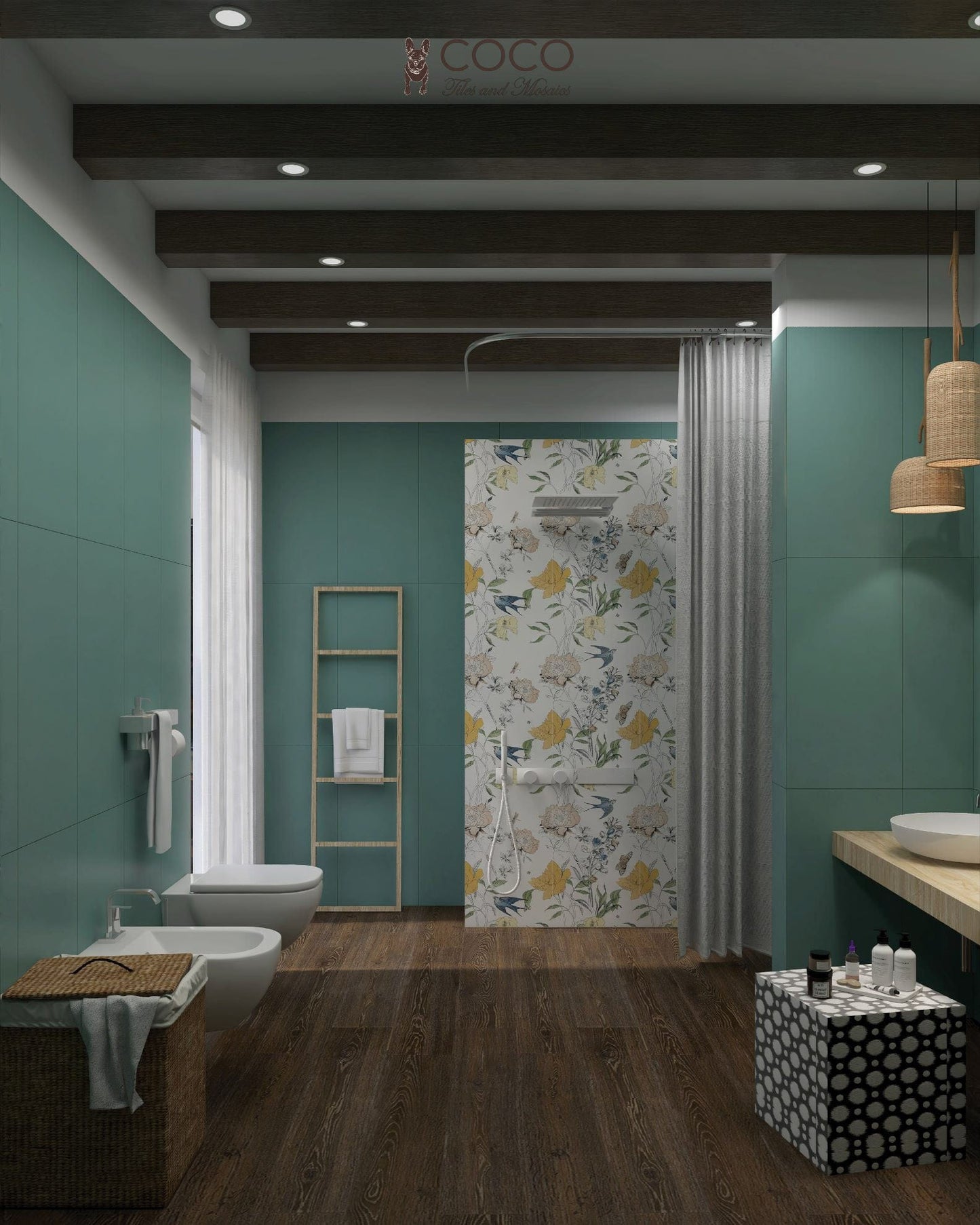 Coastal Colour Palette Series - Earth Tones Coastal Sea Green Satin 400x800mm Ceramic Tile