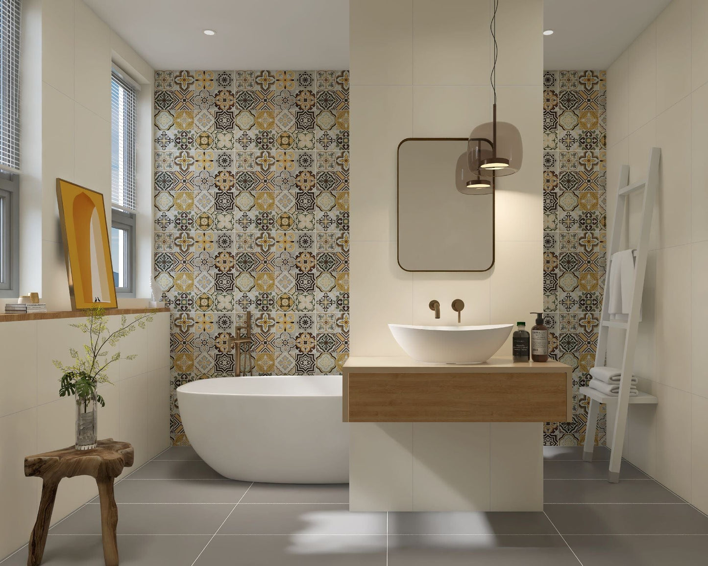 Coastal Colour Palette Series - Earth Tones White Blush Satin 400x800mm Ceramic Tile