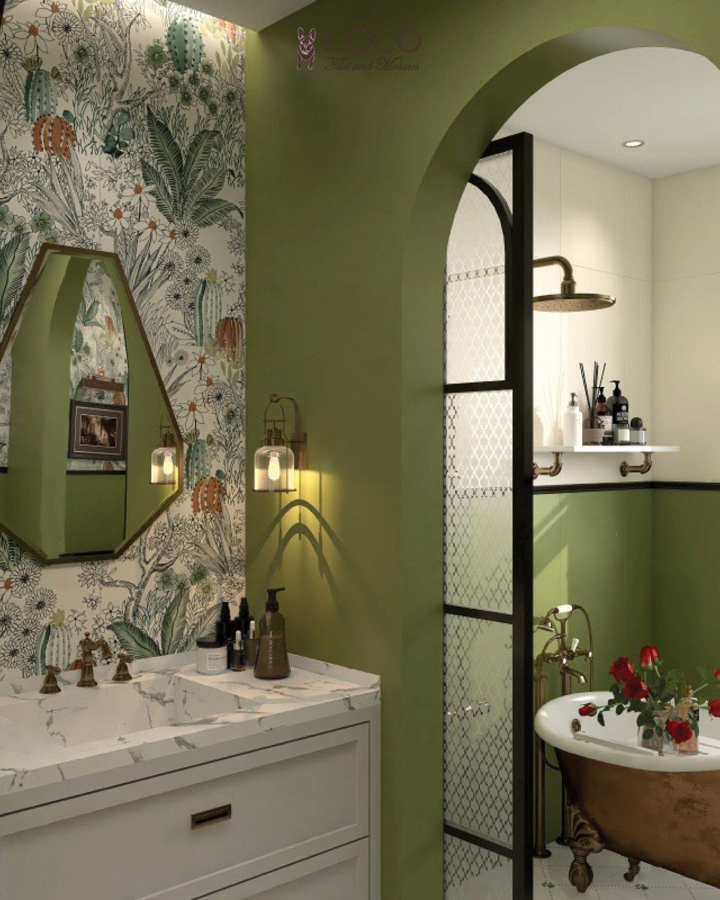 Earth Tone Colour Palette Series - Mountain Olive Satin 300x600mm Ceramic Tile
